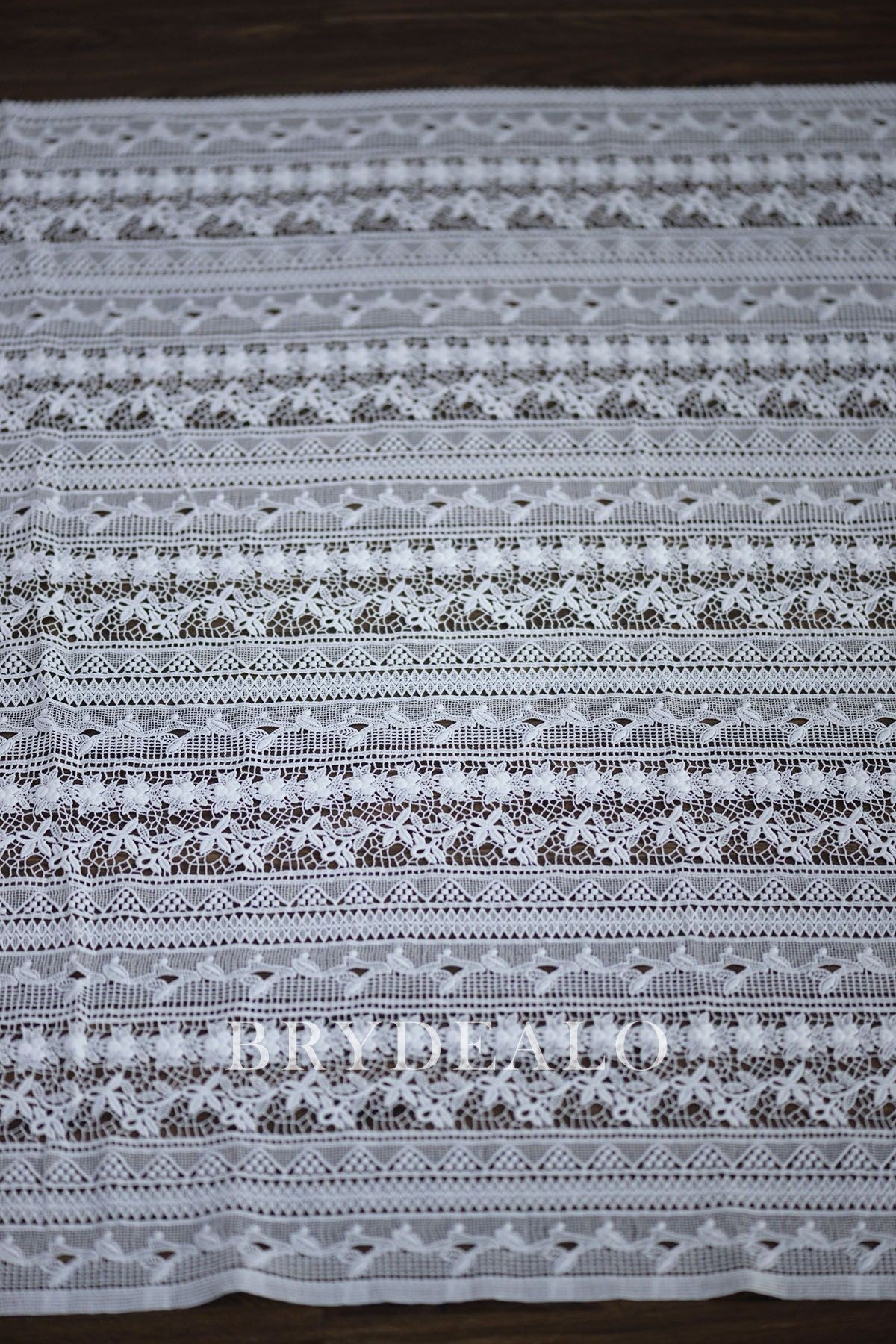 Delicate Patterned Bridal Crochet Lace Fabric by the yard