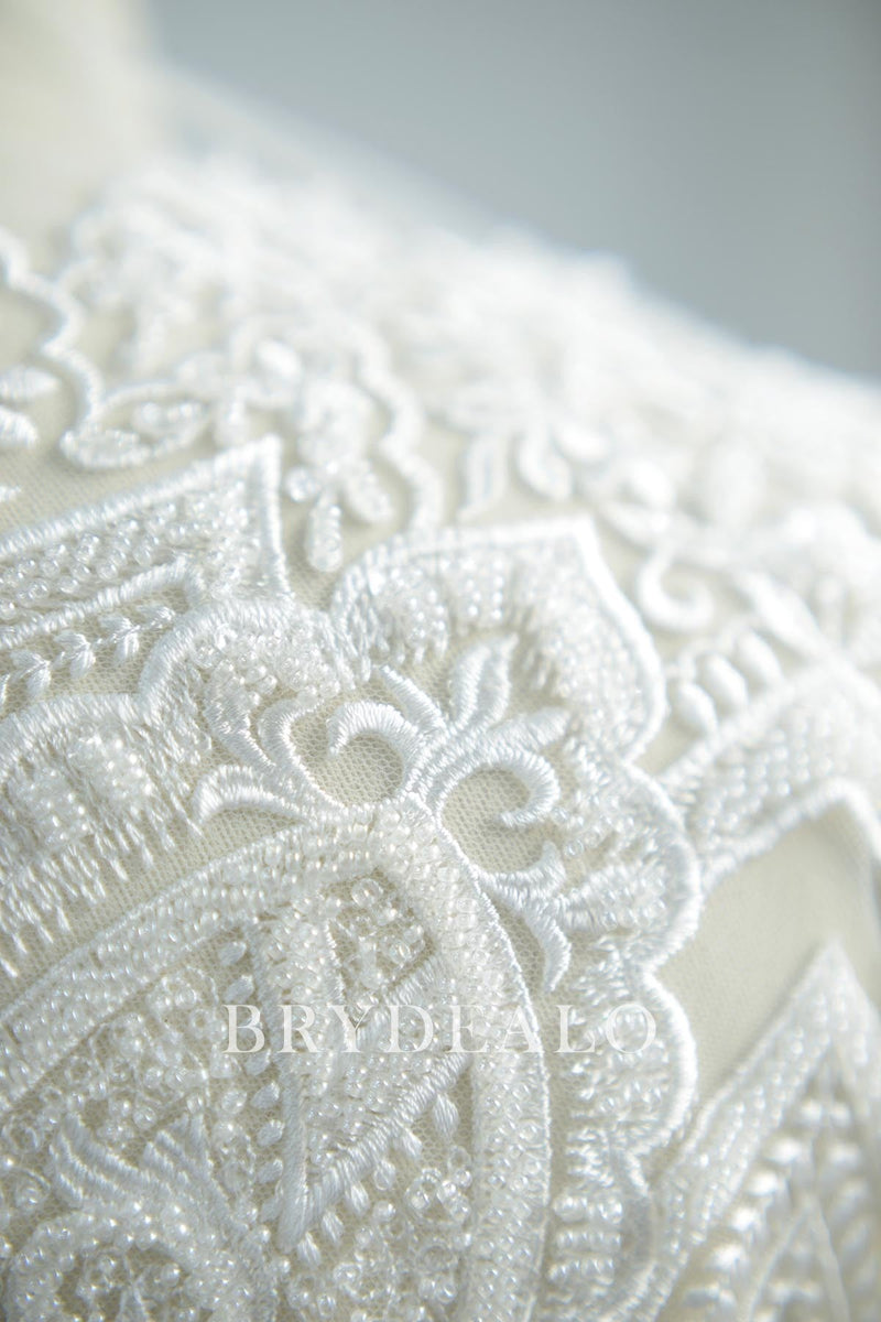 Designer Beaded Baroque Bridal Lace Fabric By the Yard