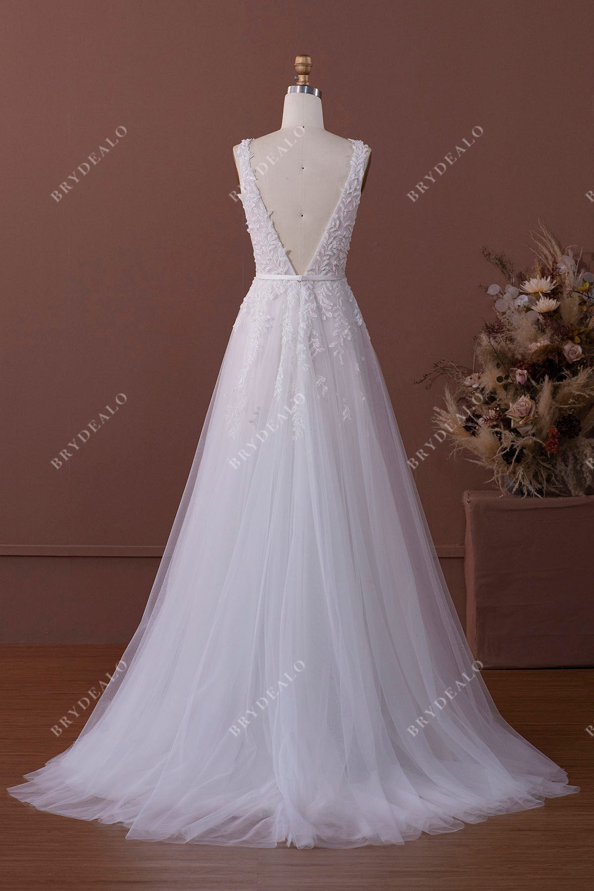 open back A-line boho bridal gown