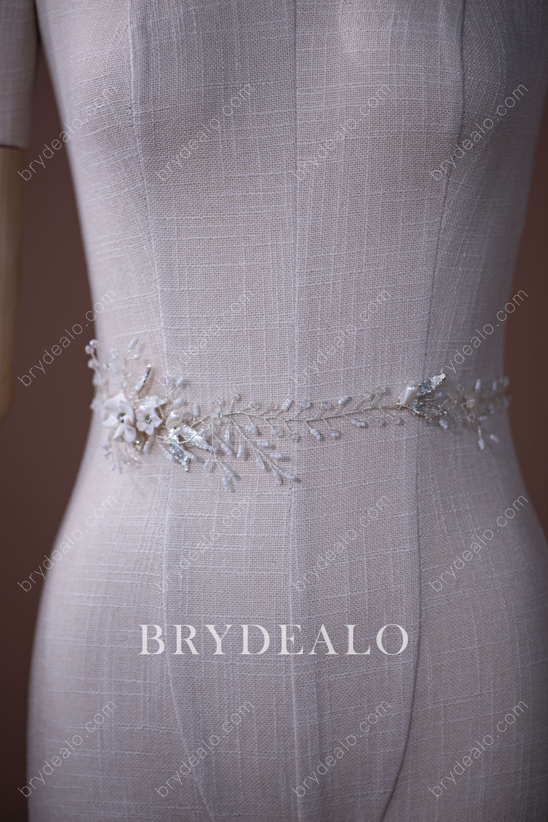 Designer Flower Branch Beaded Bridal Sash Belt