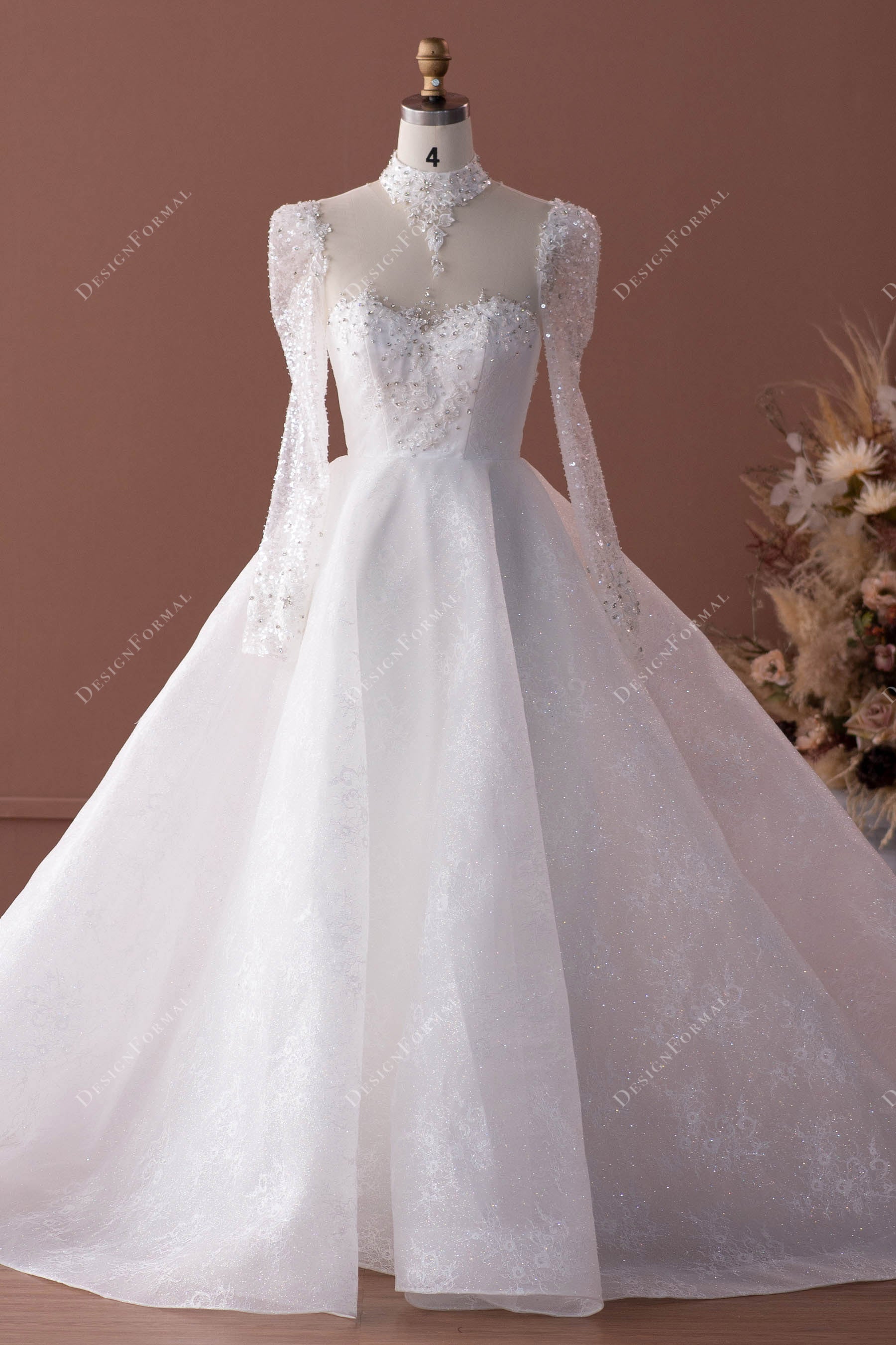 designer lace ball gown wedding dress