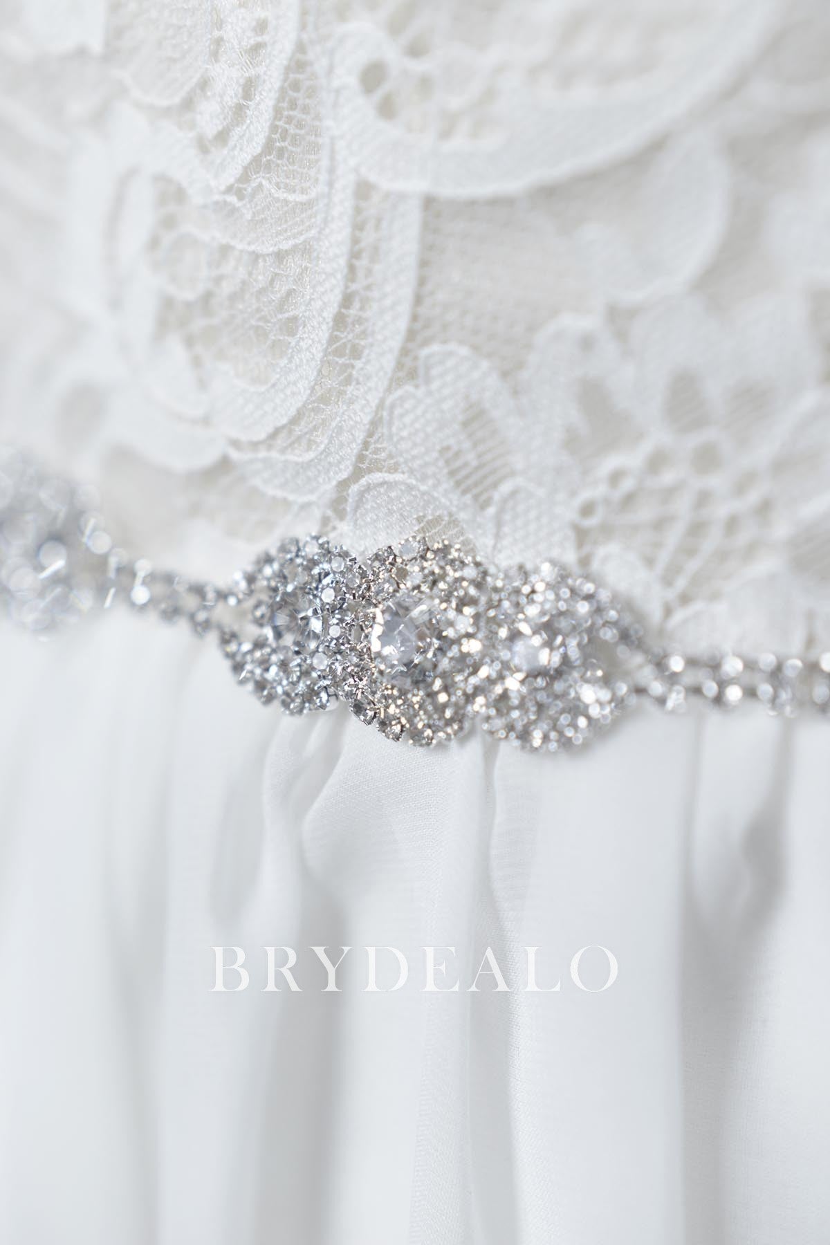 Detachable Satin Bridal Sash Sparkly Rhinestones Beads
