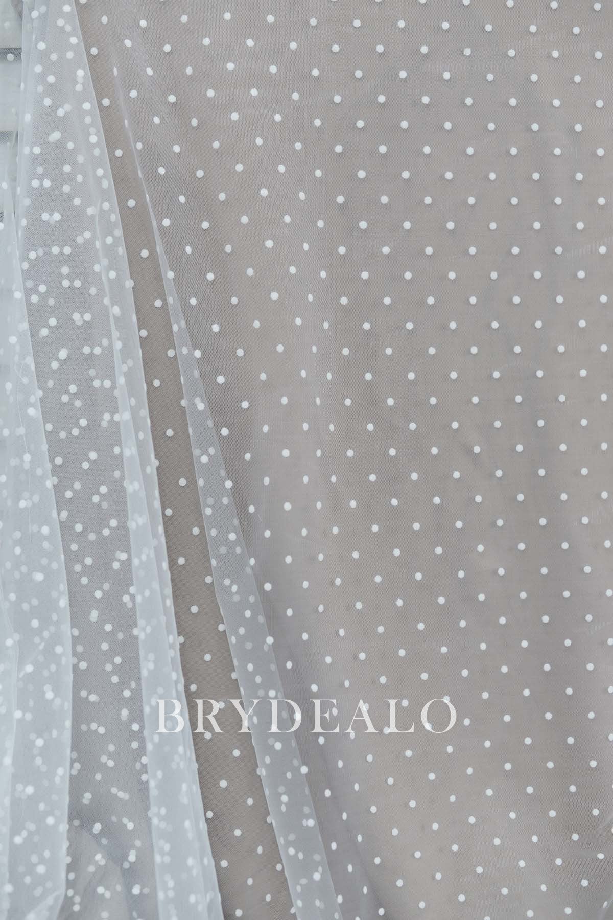 Even Small Flocked Polka Dot Mesh Lace Fabric for Sale