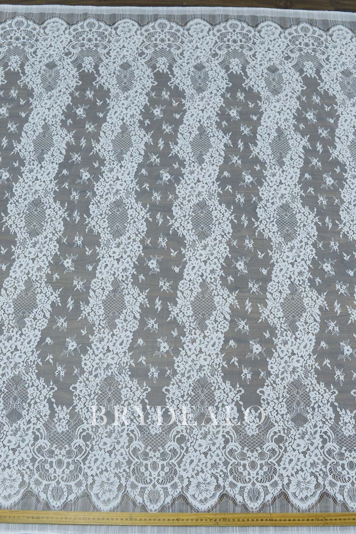Unique Motif Corded Scallop Lace Fabric