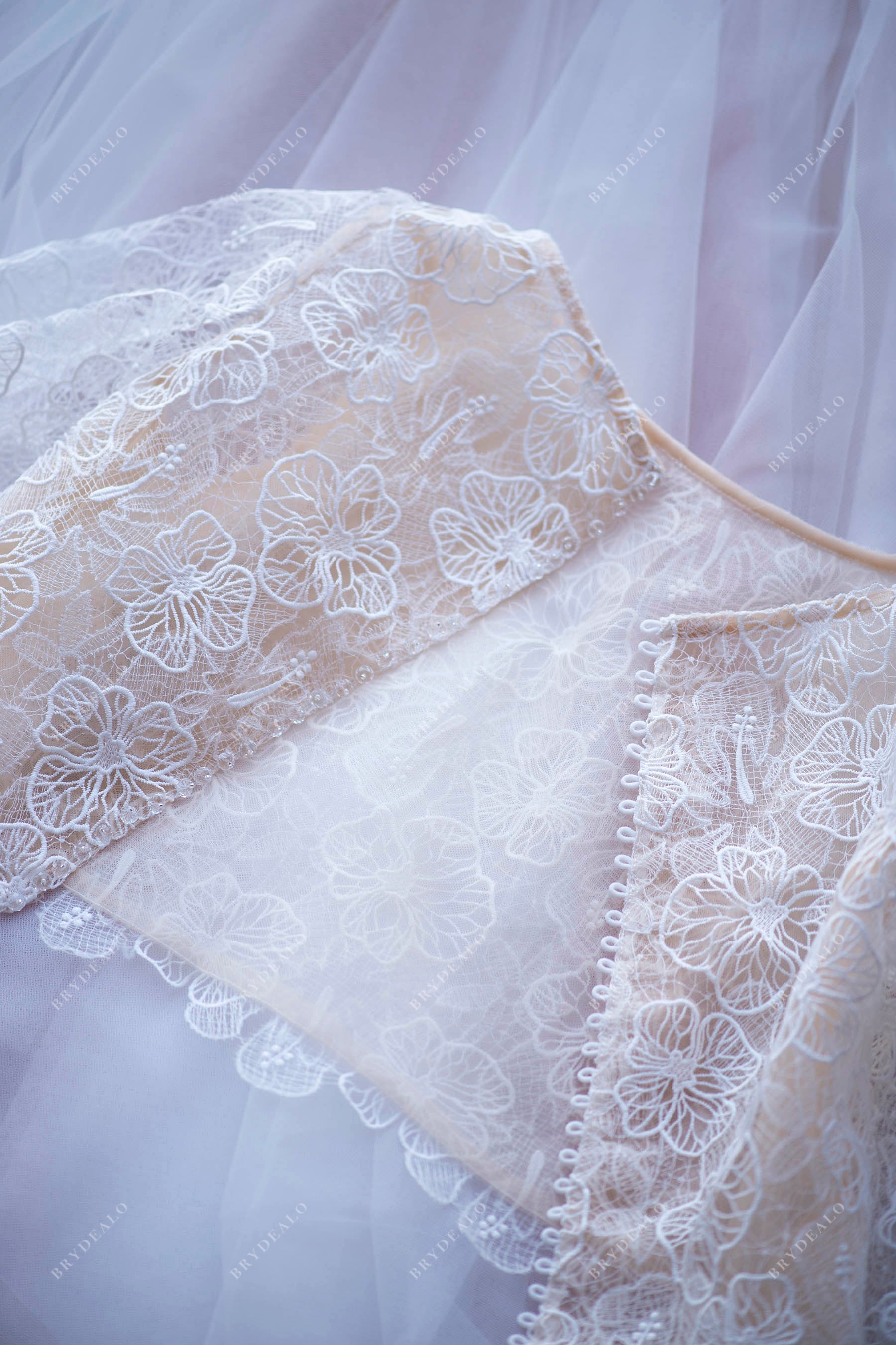 designed floral lace sheer wedding crop top