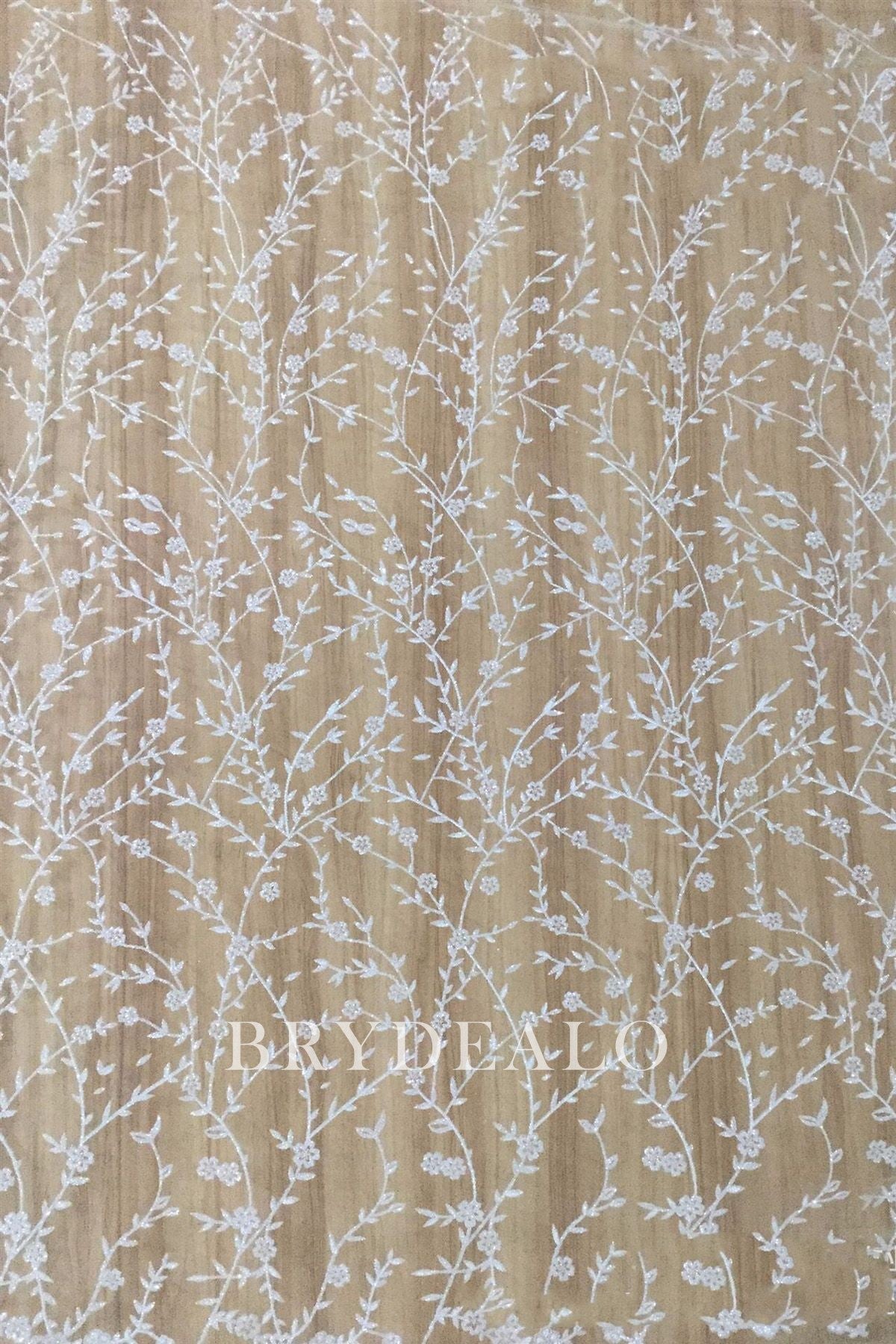 Designer Leaf Motif Bridal Lace Fabric