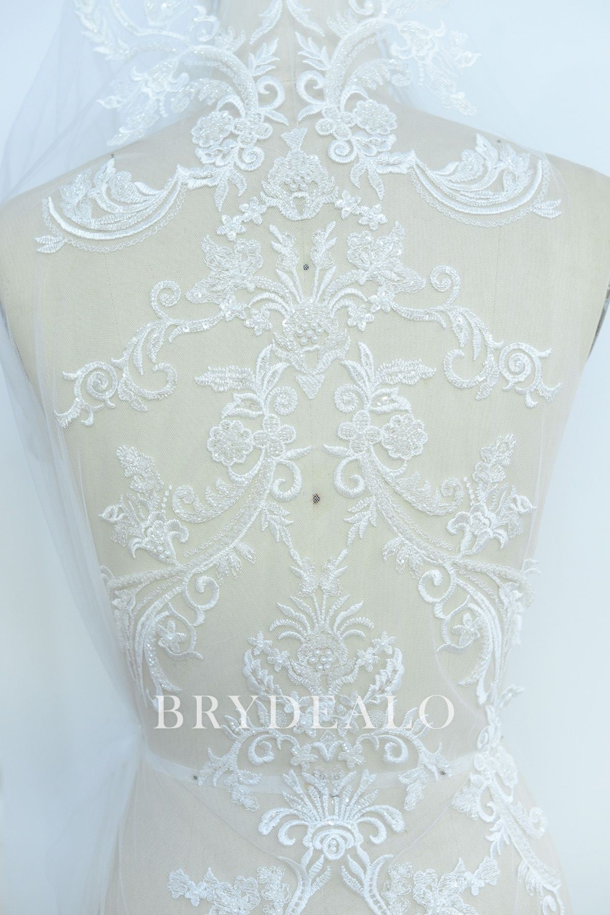 Best Symmetrical Beaded Flower Lace Fabric Online