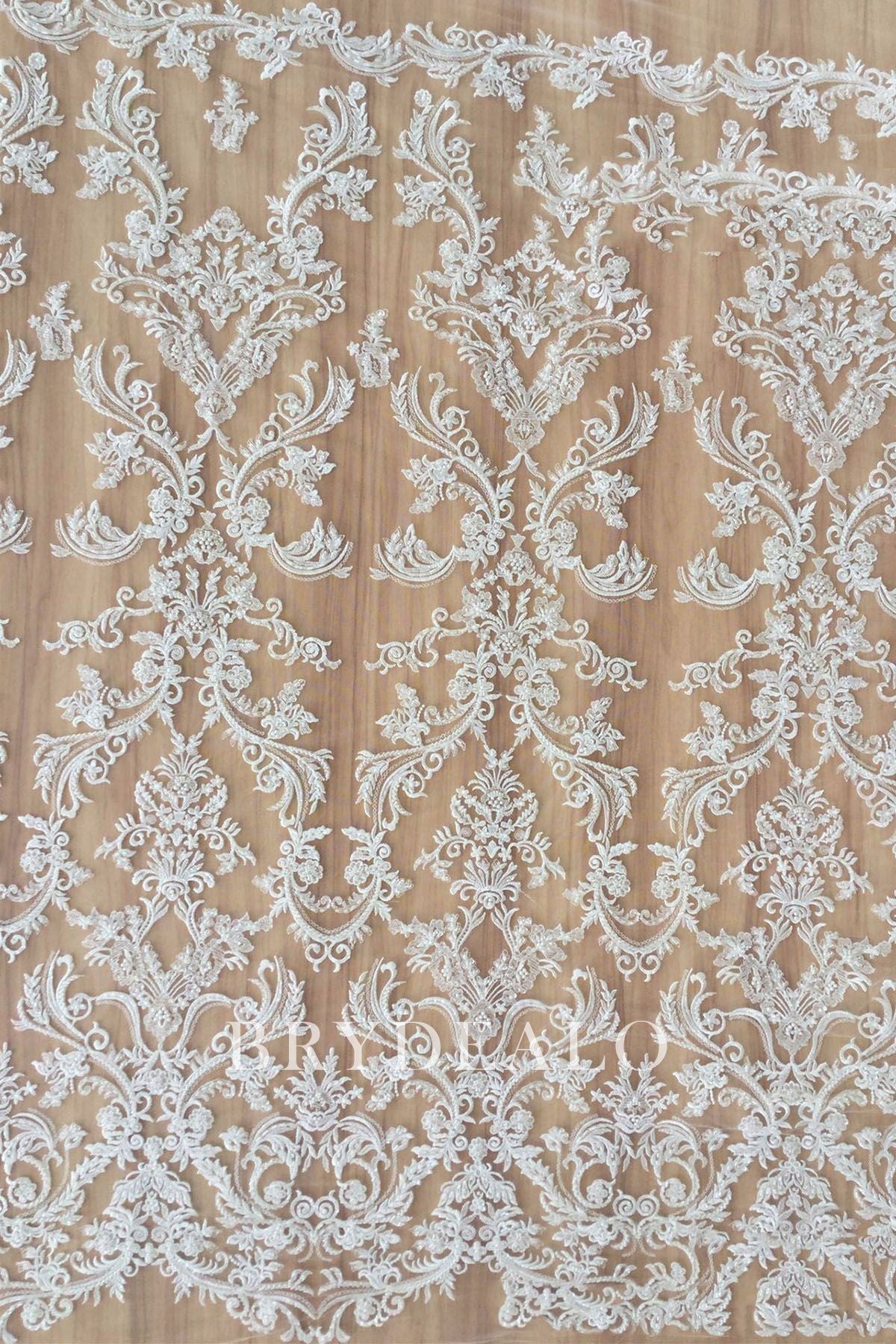 Modern Shimmery  Beaded Flower Lace Fabric