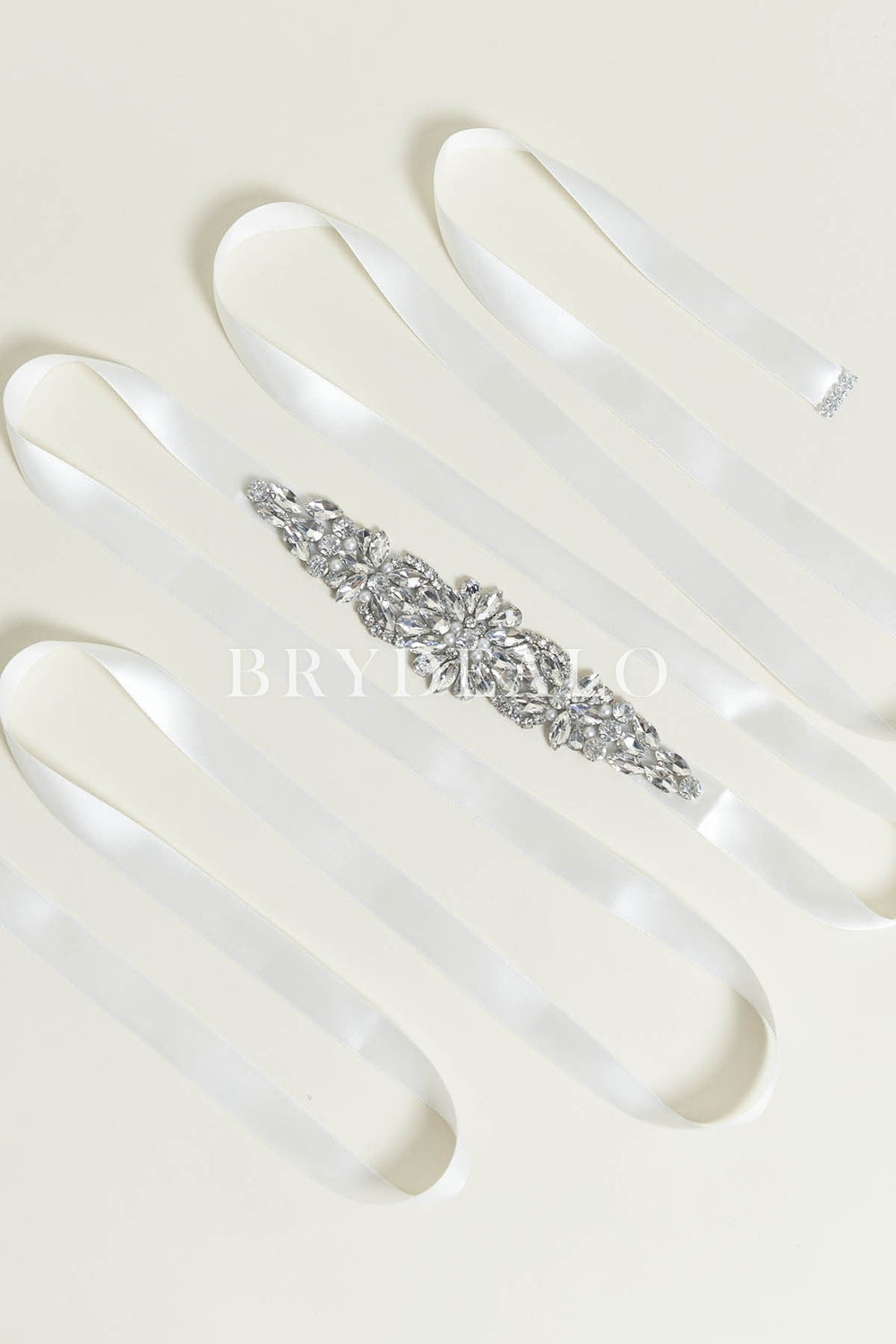 Graduated Rhinestone Satin Ribbon Bridal Sash Wedding Belt