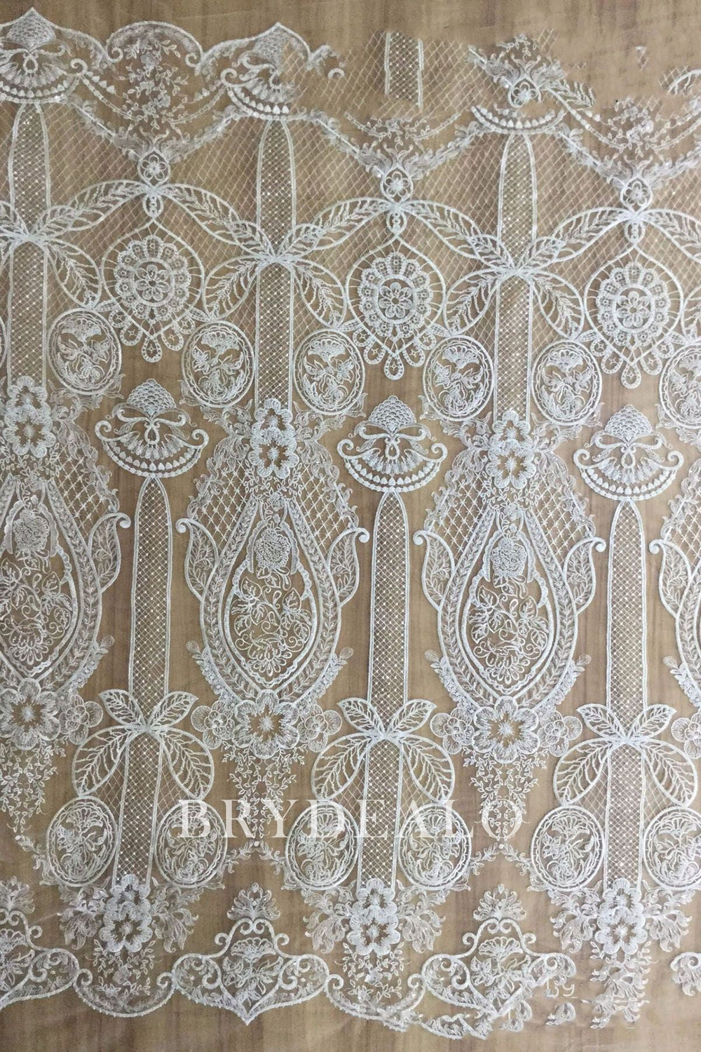 Designer Beaded Baroque Bridal Lace Fabric By the Yard