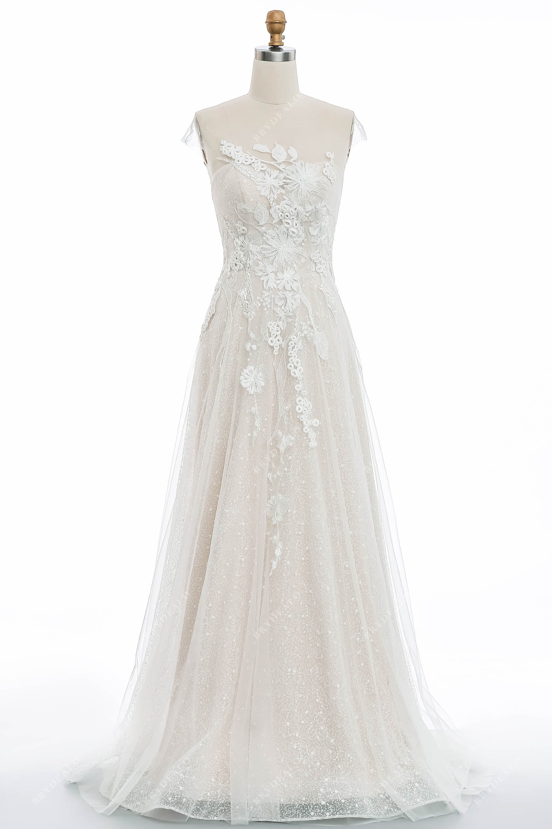 timeless A-line lace wedding gown