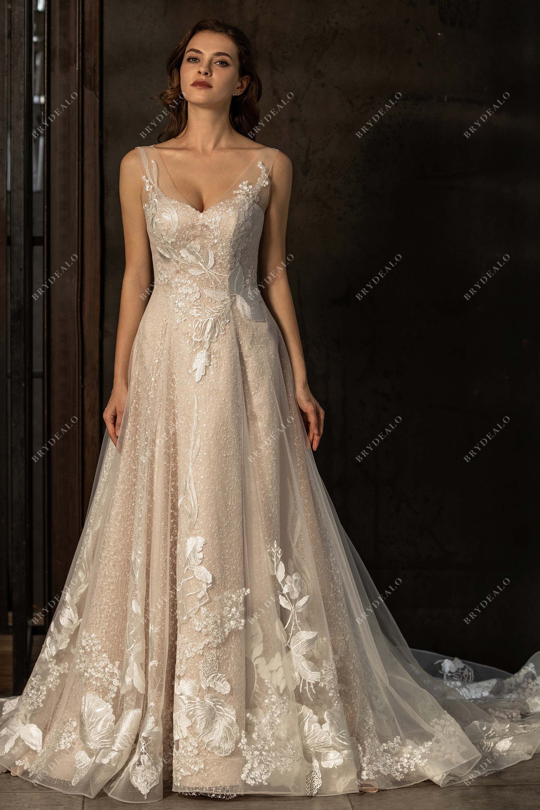 Designer Lace Strap Sweetheart Neck Bridal Gown