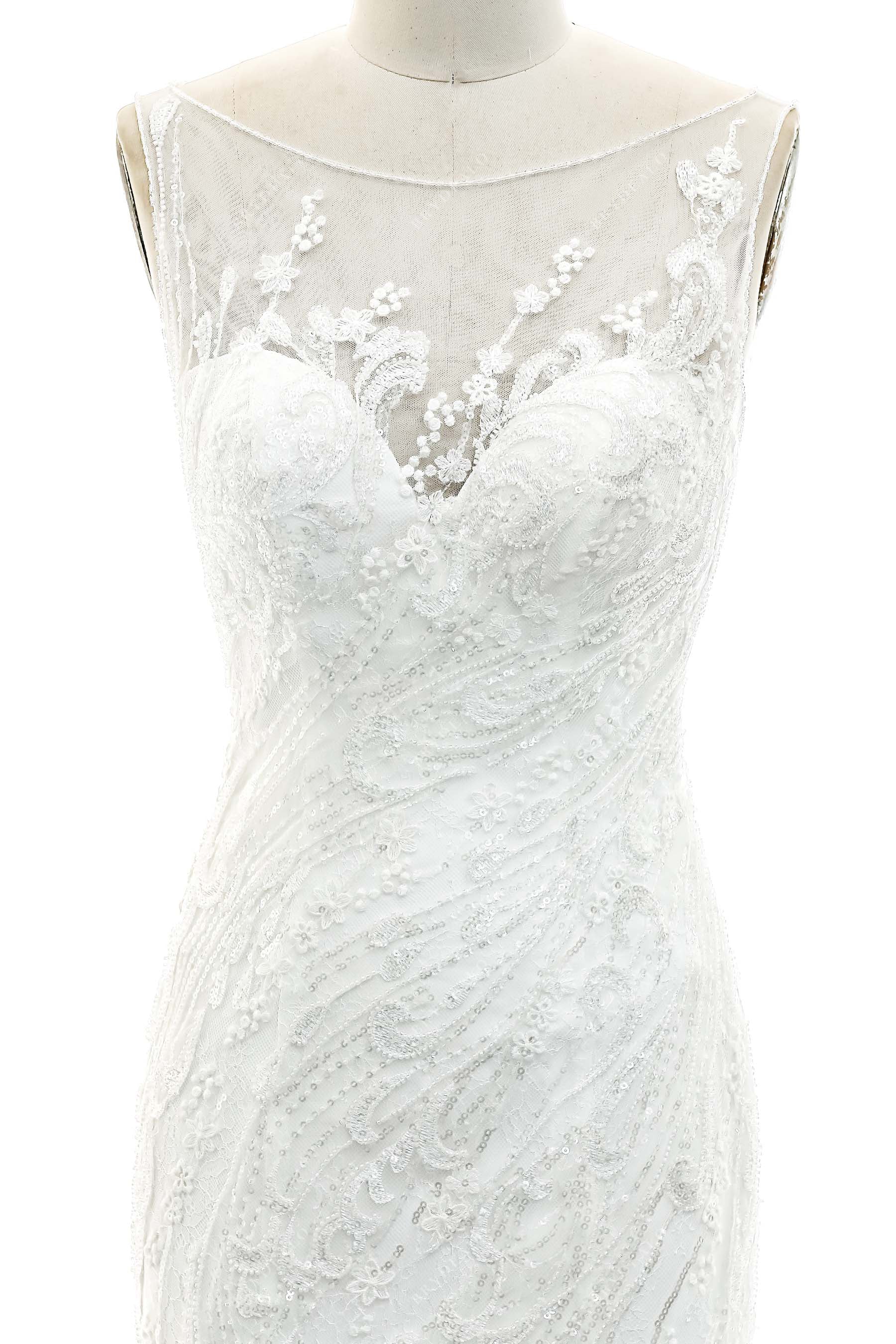 Illusion Sweetheart Neck Beaded Lace Fall Bridal Gown