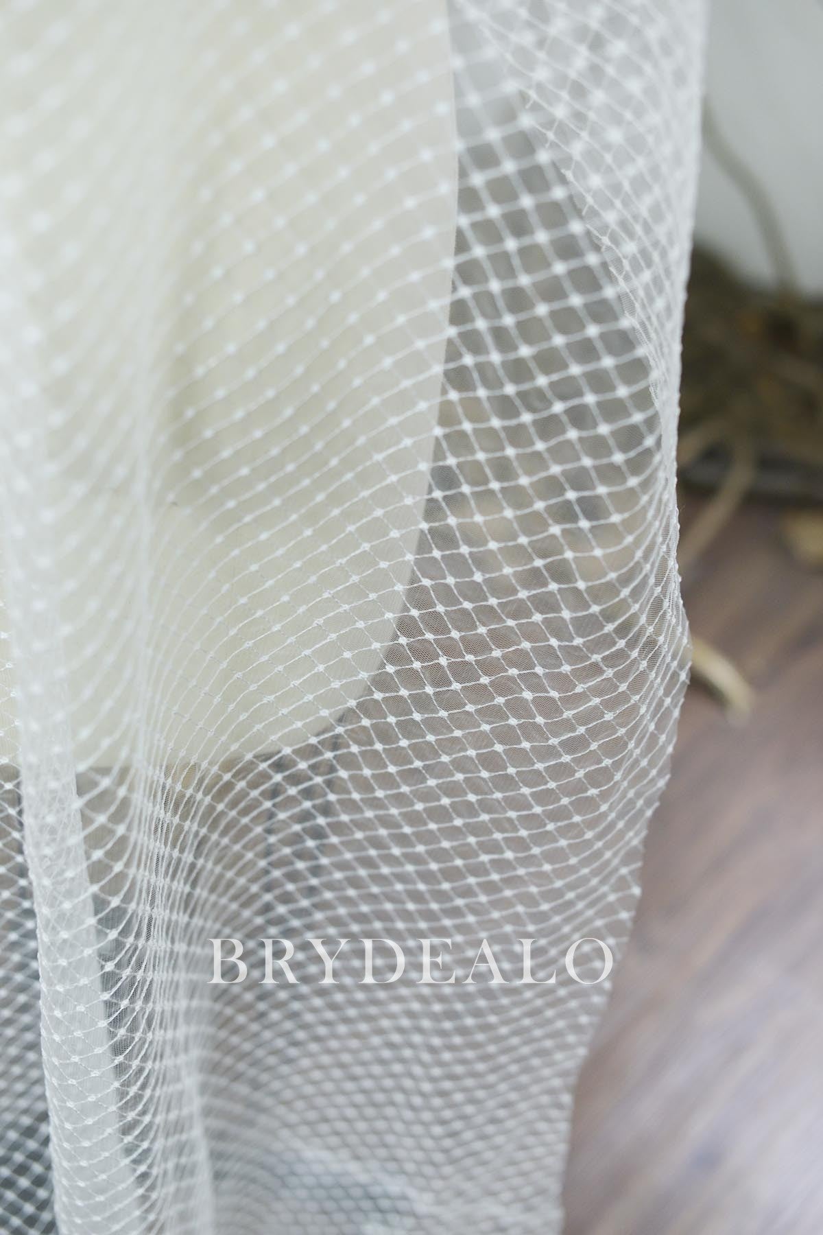 Light Ivory Rhombus Bridal Lace Tulle Fabric for Sale