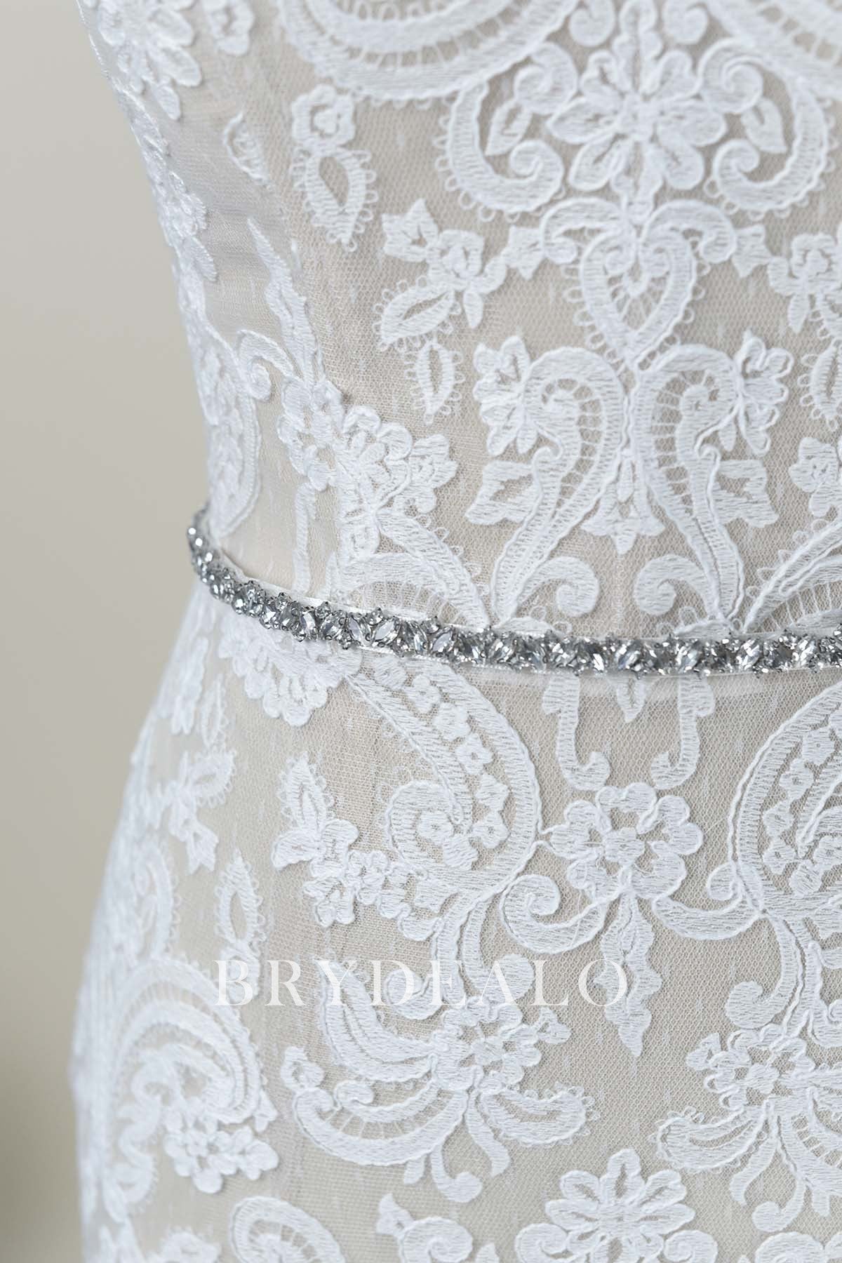 Designer Sparkly Linear Rhinestones Satin Bridal Sash