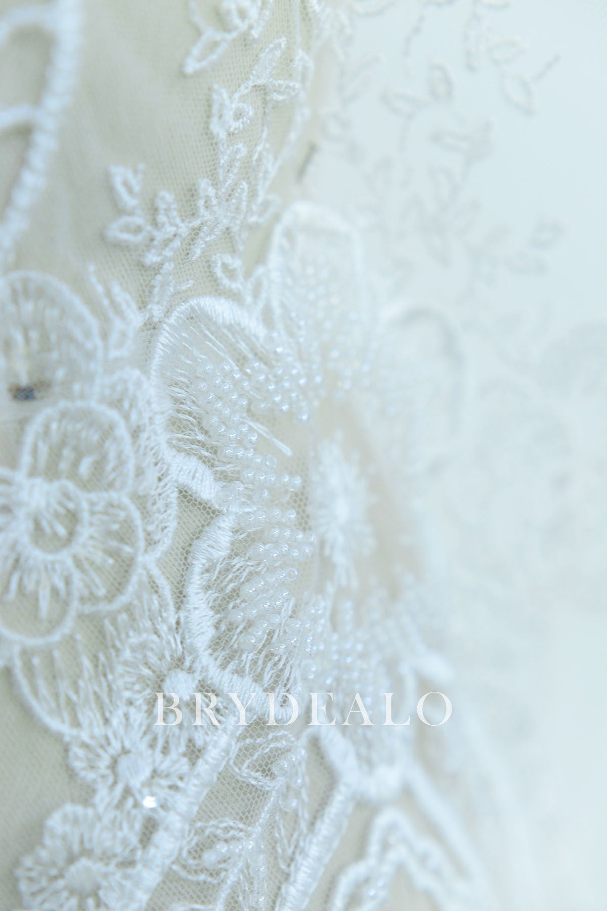 High-End Beaded Baroque Bridal Lace Fabric for Sale