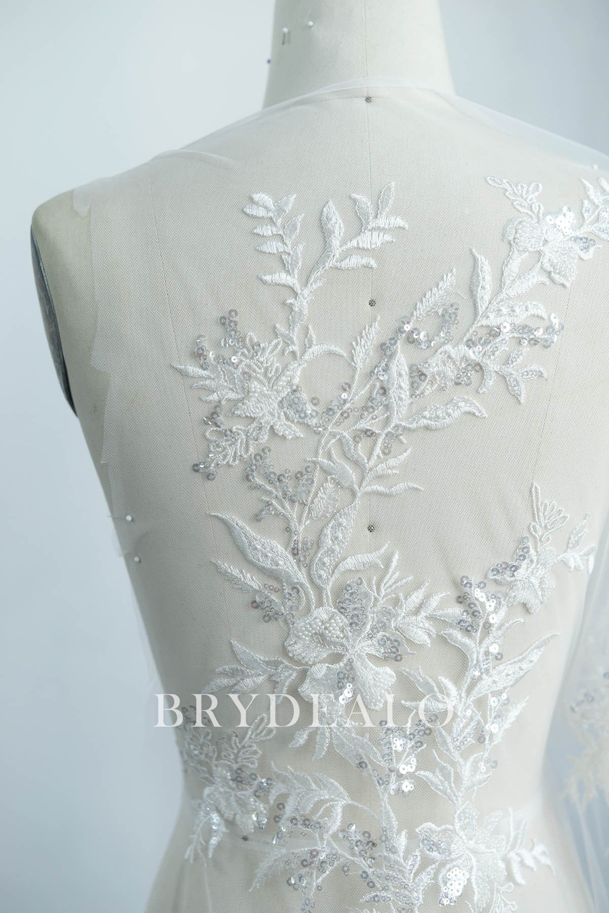 Beaded Flower Leaf Bridal Lace Fabric Online