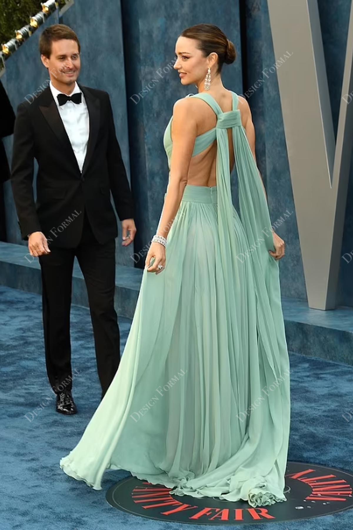 Miranda Kerr Vanity Fair Oscar Party Open Back Baby Blue Dress