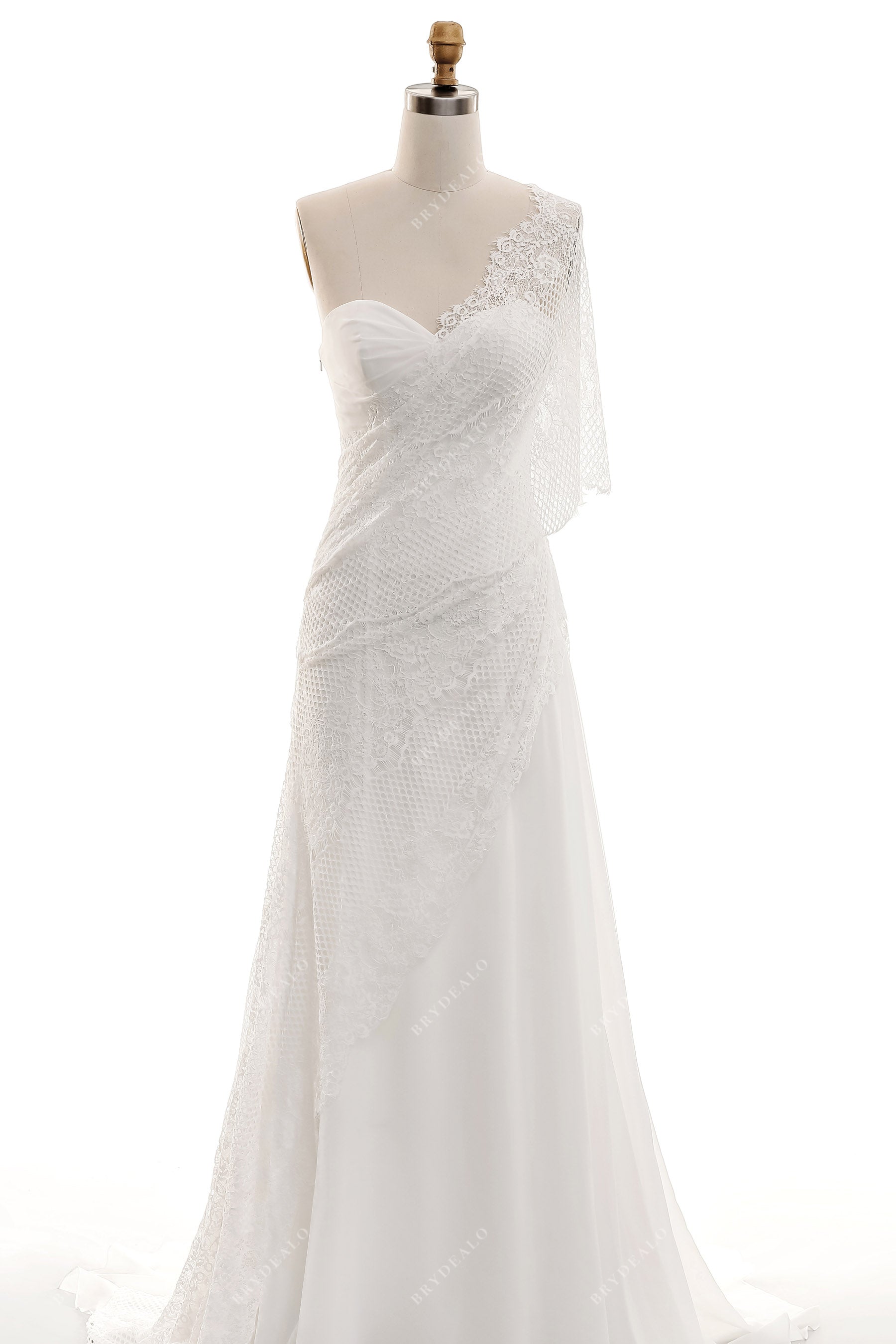 flowy chiffon A-line summer bridal gown