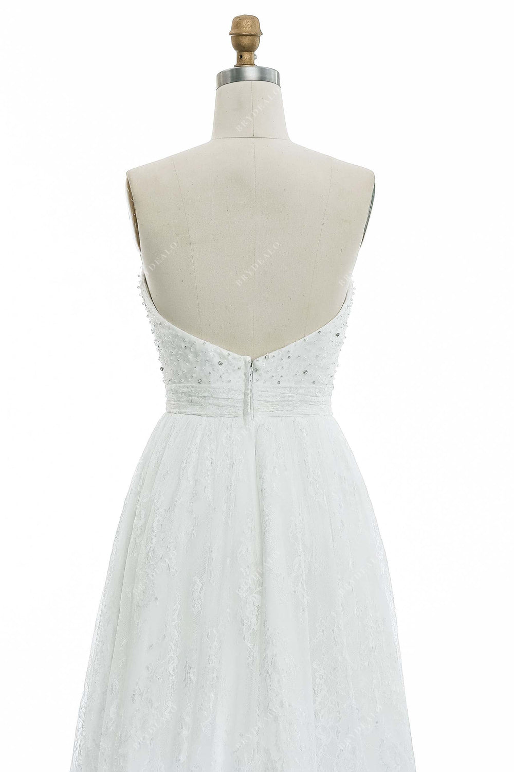 Straight Across Pearl Sequins Short A-Line Wedding Dress main image 0