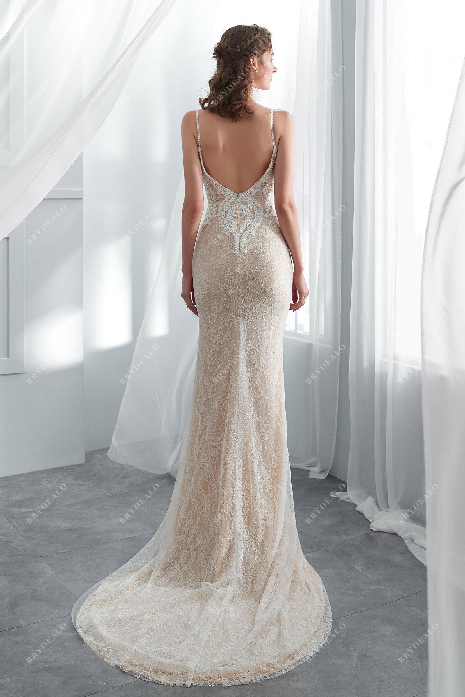 Curvy Beaded Lace and Chiffon Gown