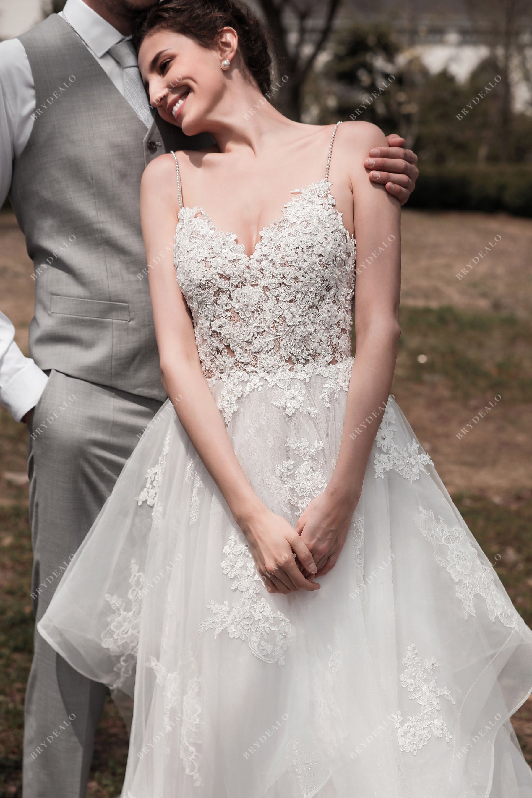 Thin lace wedding outlet dress