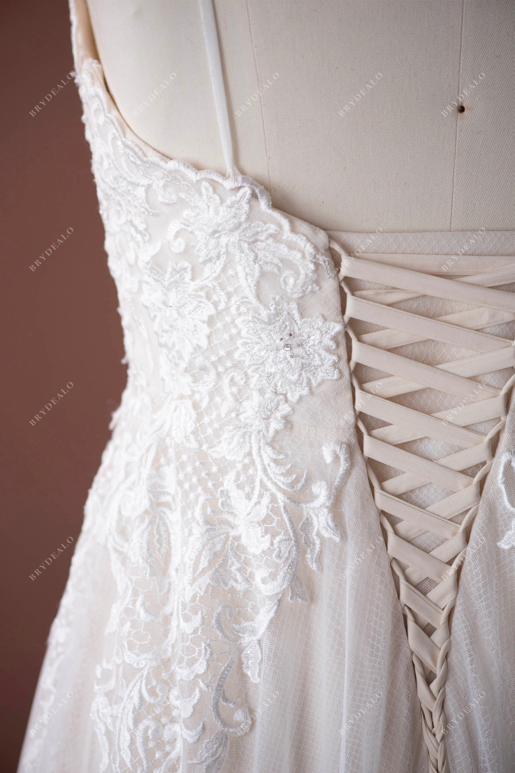 plus size beaded lace-up wedding gown