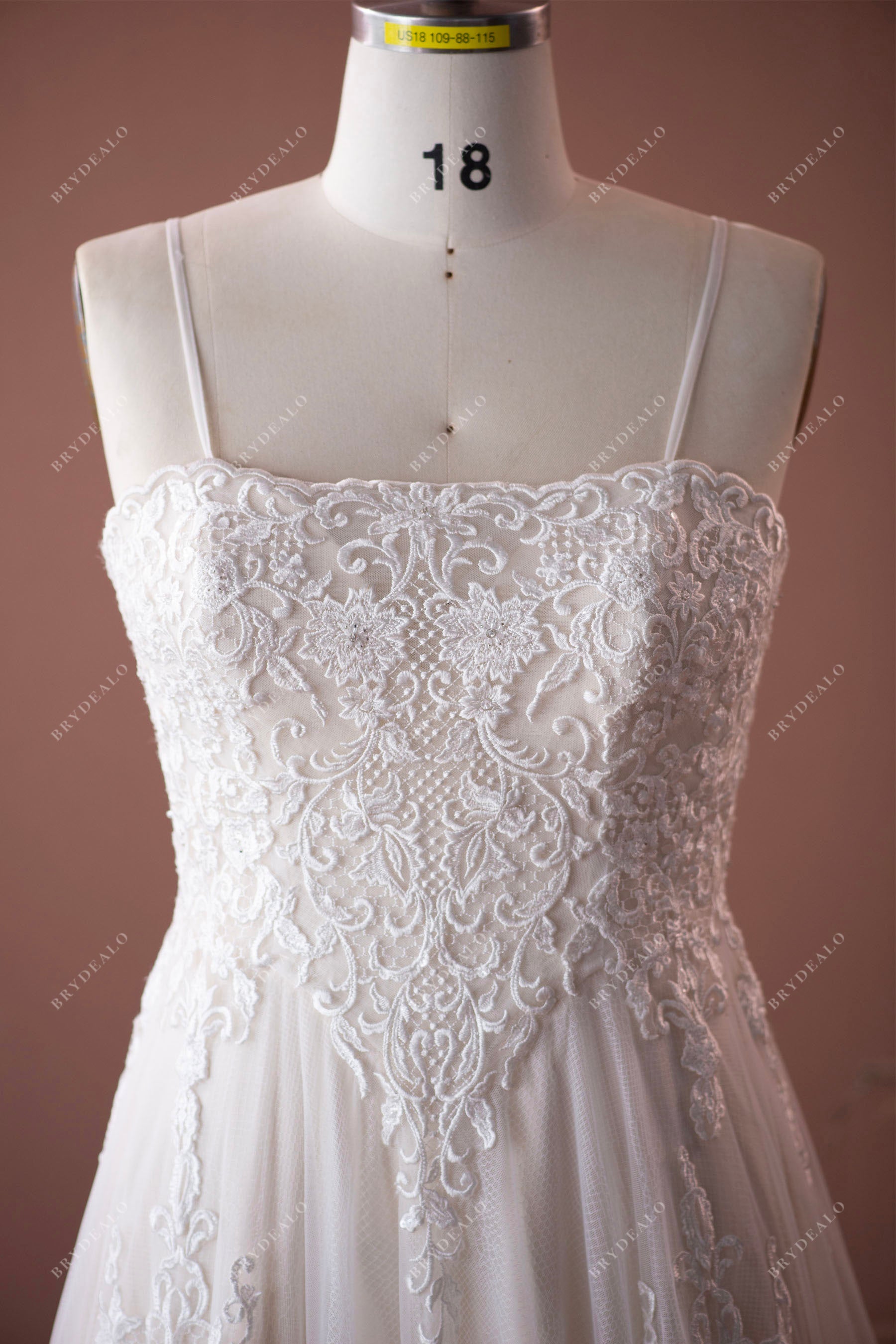 Plus Size Beaded Straps Fall Wedding Gown