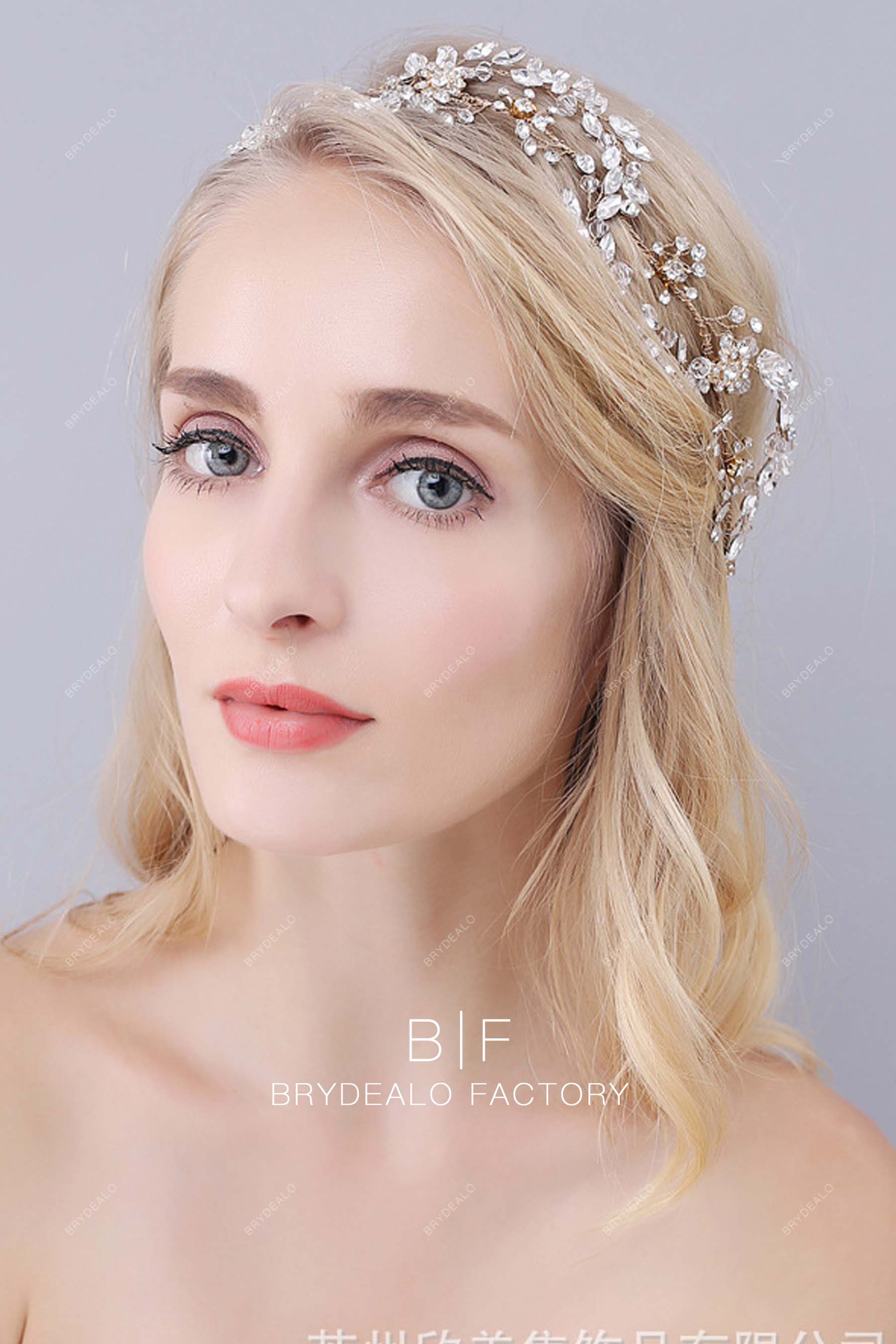 Trendy Rhinestones Gold Vine Metal Headpiece