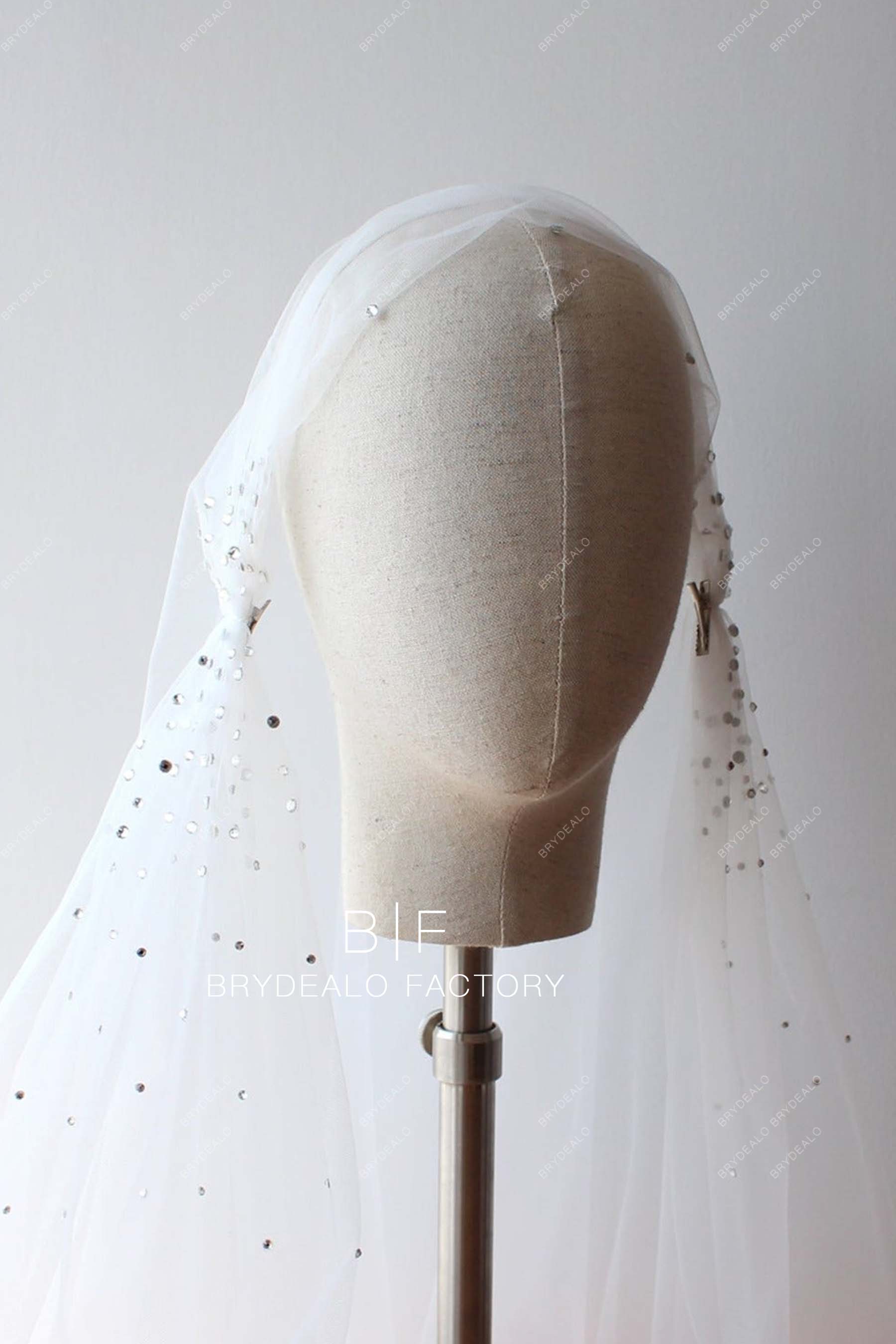 Pretty Rhinestones Scattered Wedding Cap Veil