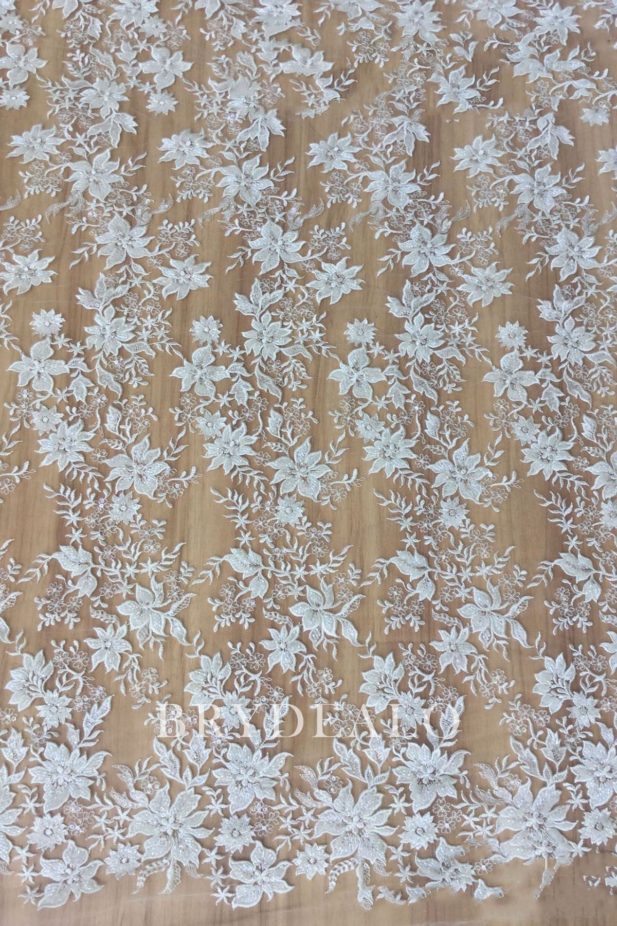 Fashion Beaded Flower Embroidered Lace Fabric online