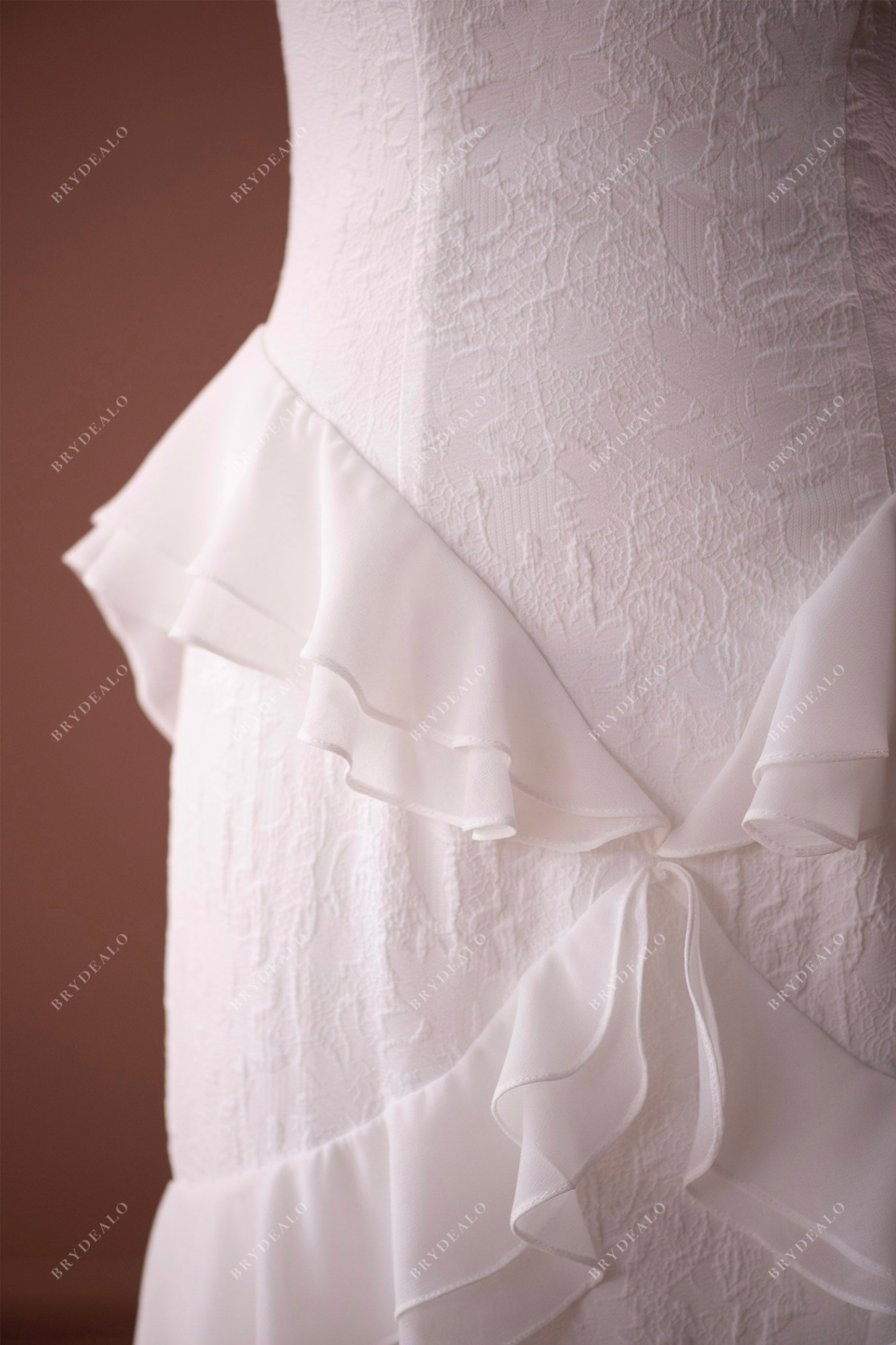 pretty ruffled chiffon lace wedding dress