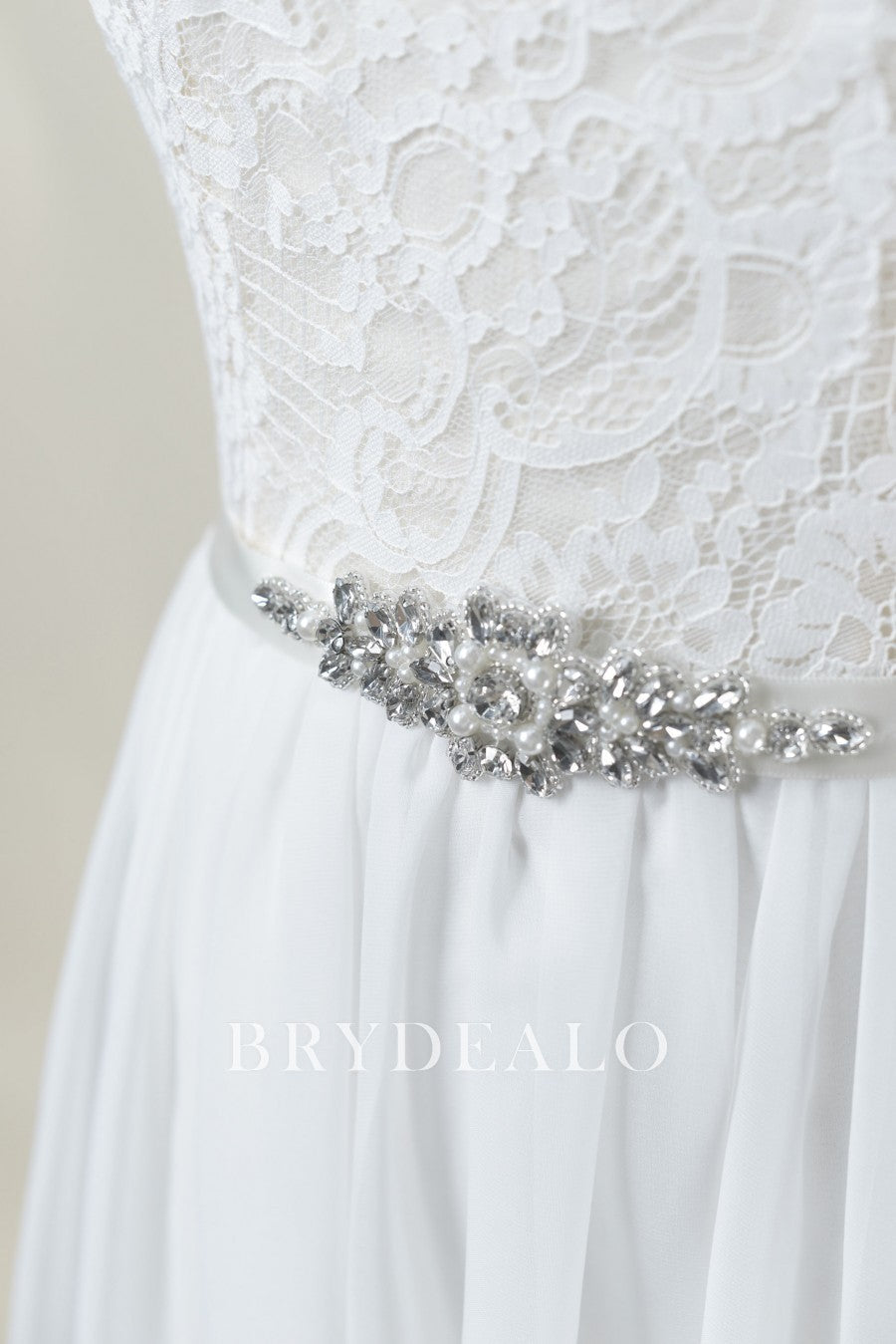 Fashion Satin Bridal Sash Rhinestones Pearls