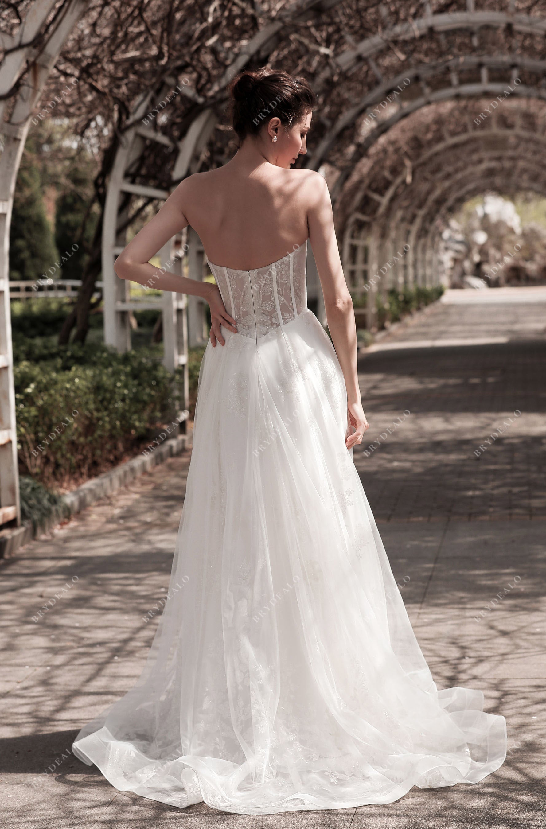 Sheer Corset Bodice Wedding Dresses