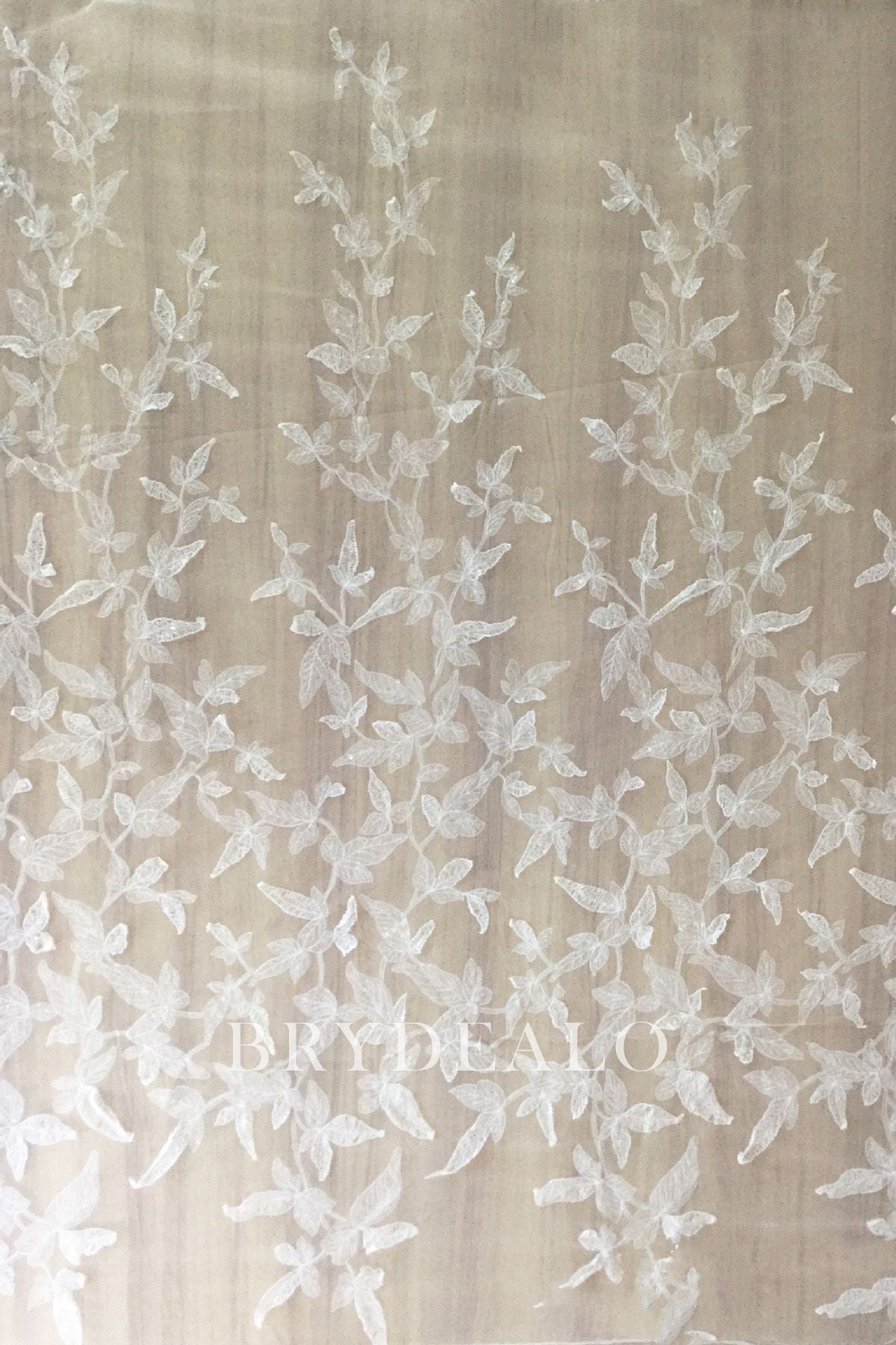 Popular Shimmery Embossed Leaf  Lace Fabric