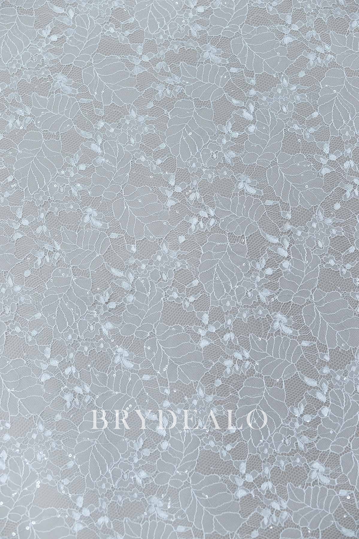 Best Leaf Pattern Sheer Sequined Lace Fabric Online