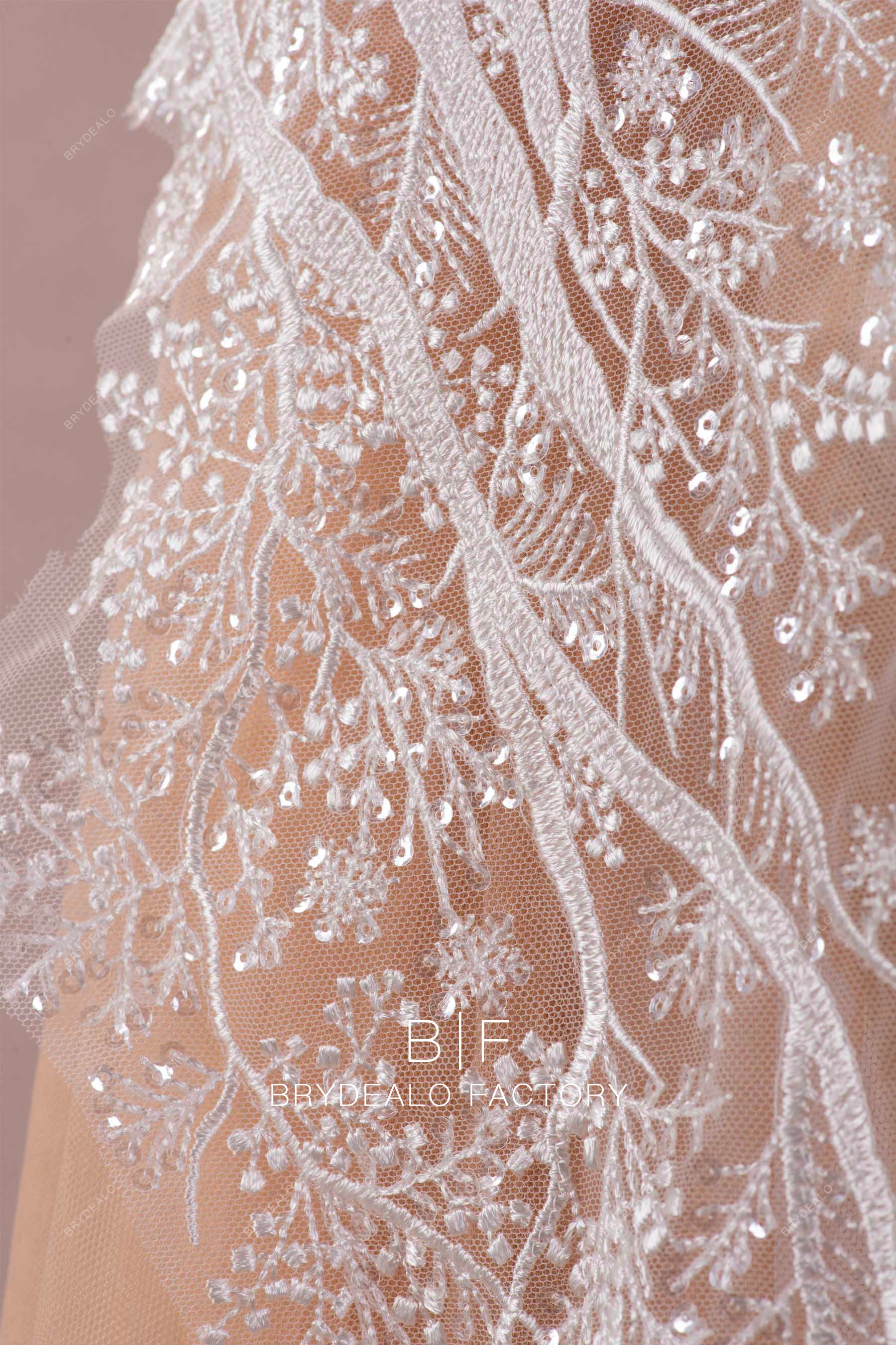 online shimmery twig embroidery bridal lace fabric