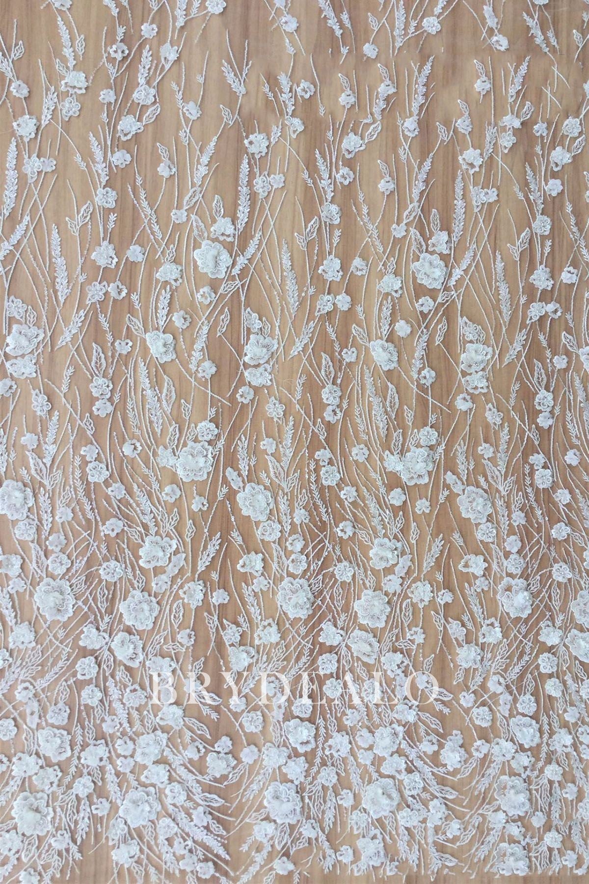 Pretty Shimmery Beaded 3D Flower Bridal Lace Fabric online