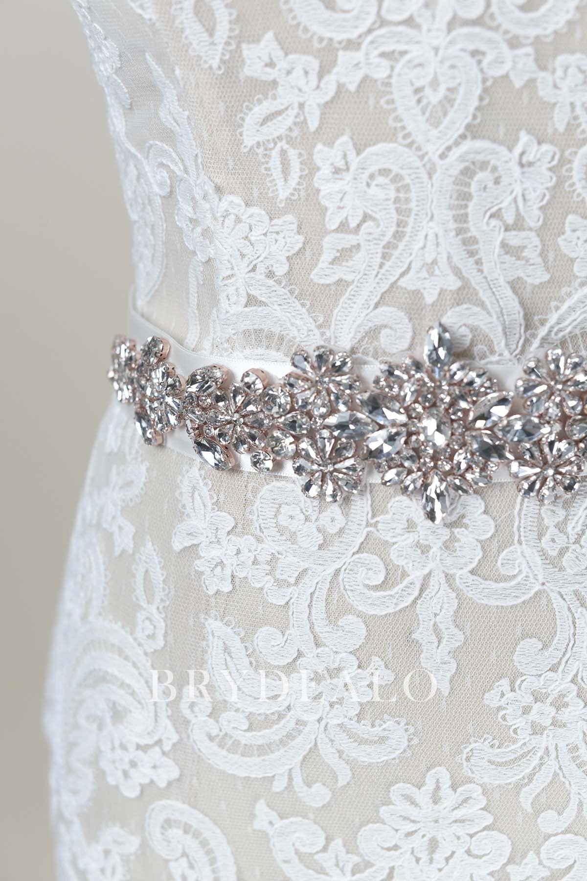 Silver Rhinestone Bridal Sash For Sale