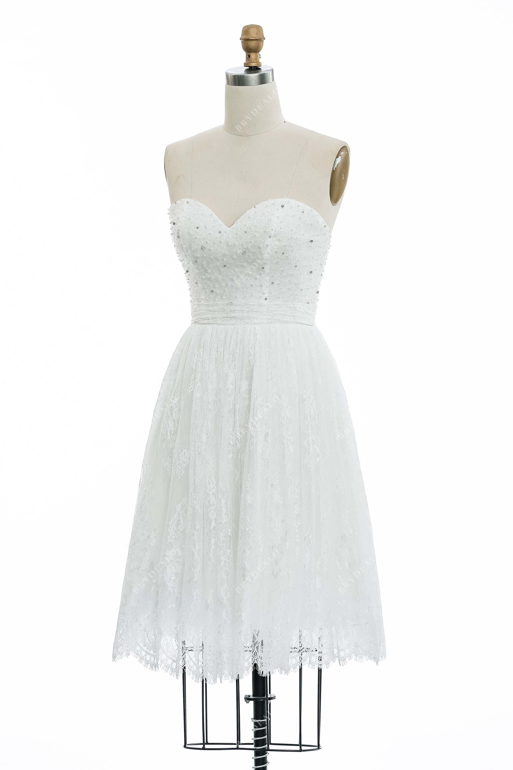Knee Length Strapless A-line Informal Bridal Gown
