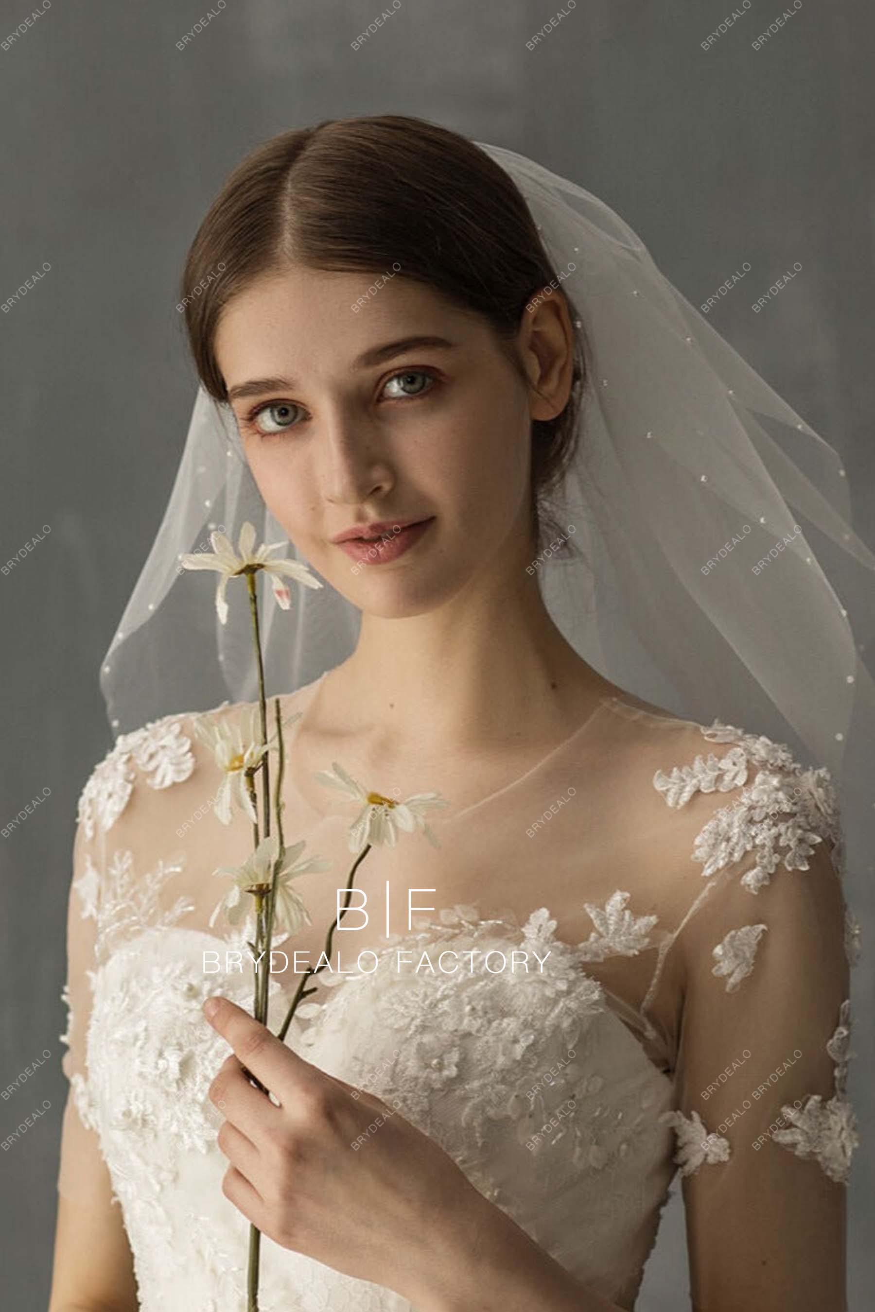 best short tulle bridal veil online