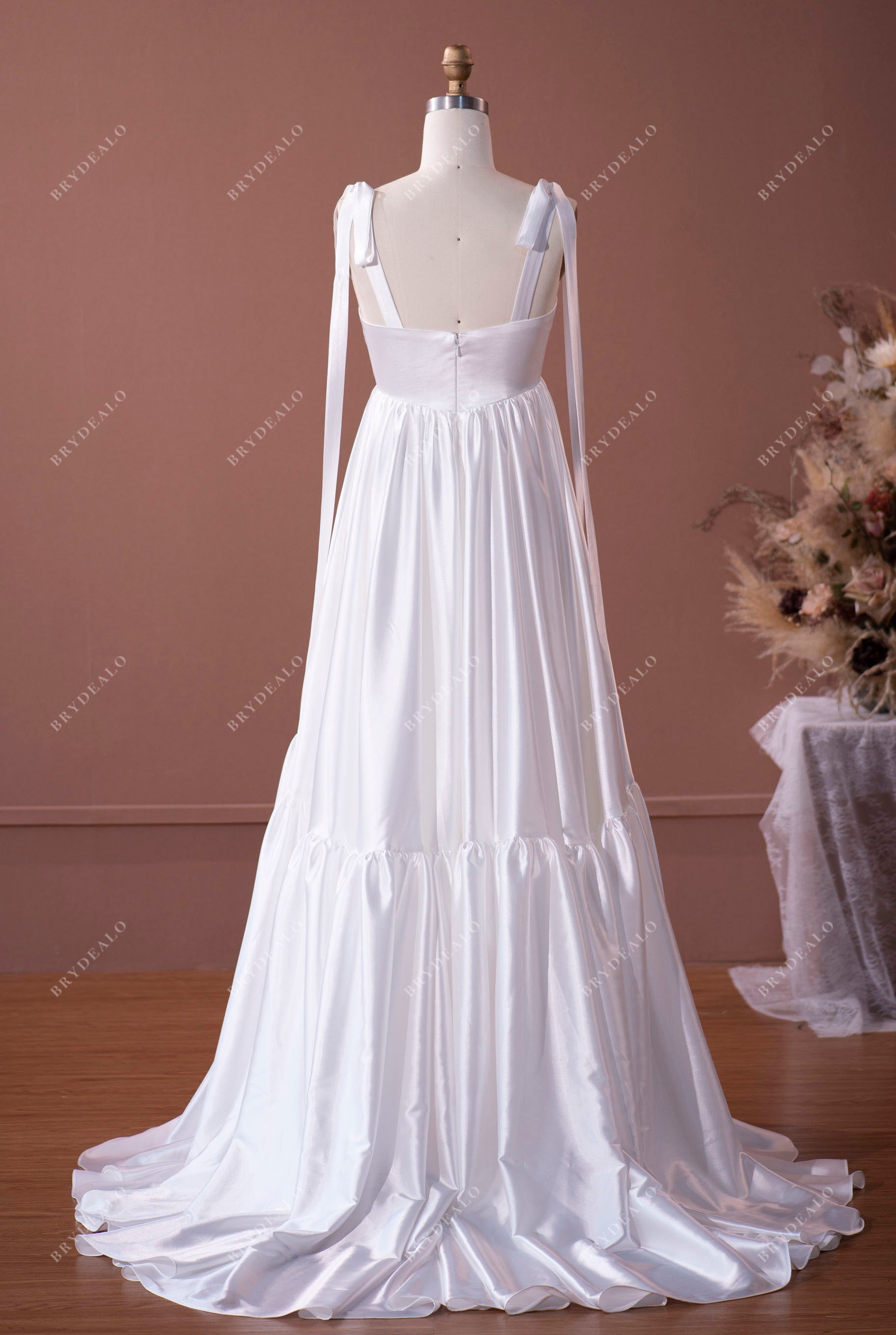 Elegant A-line ruffled long maternity wedding dress