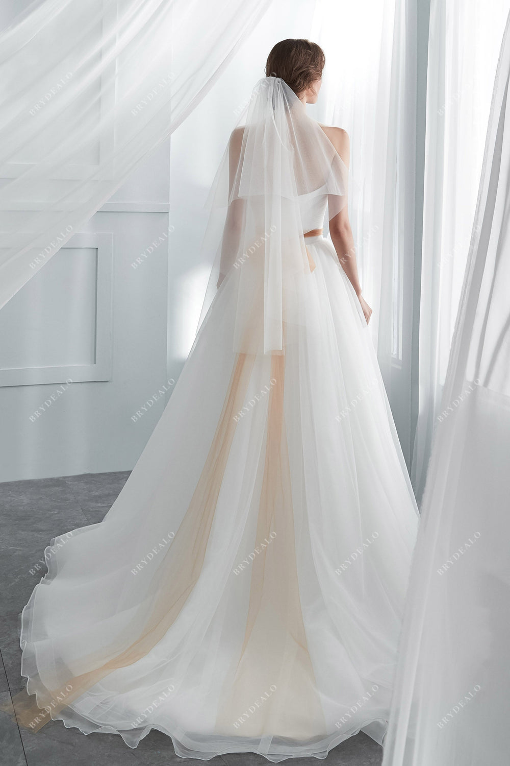 Long Strapless Tulle Gown with Sweetheart  Neck Pool
