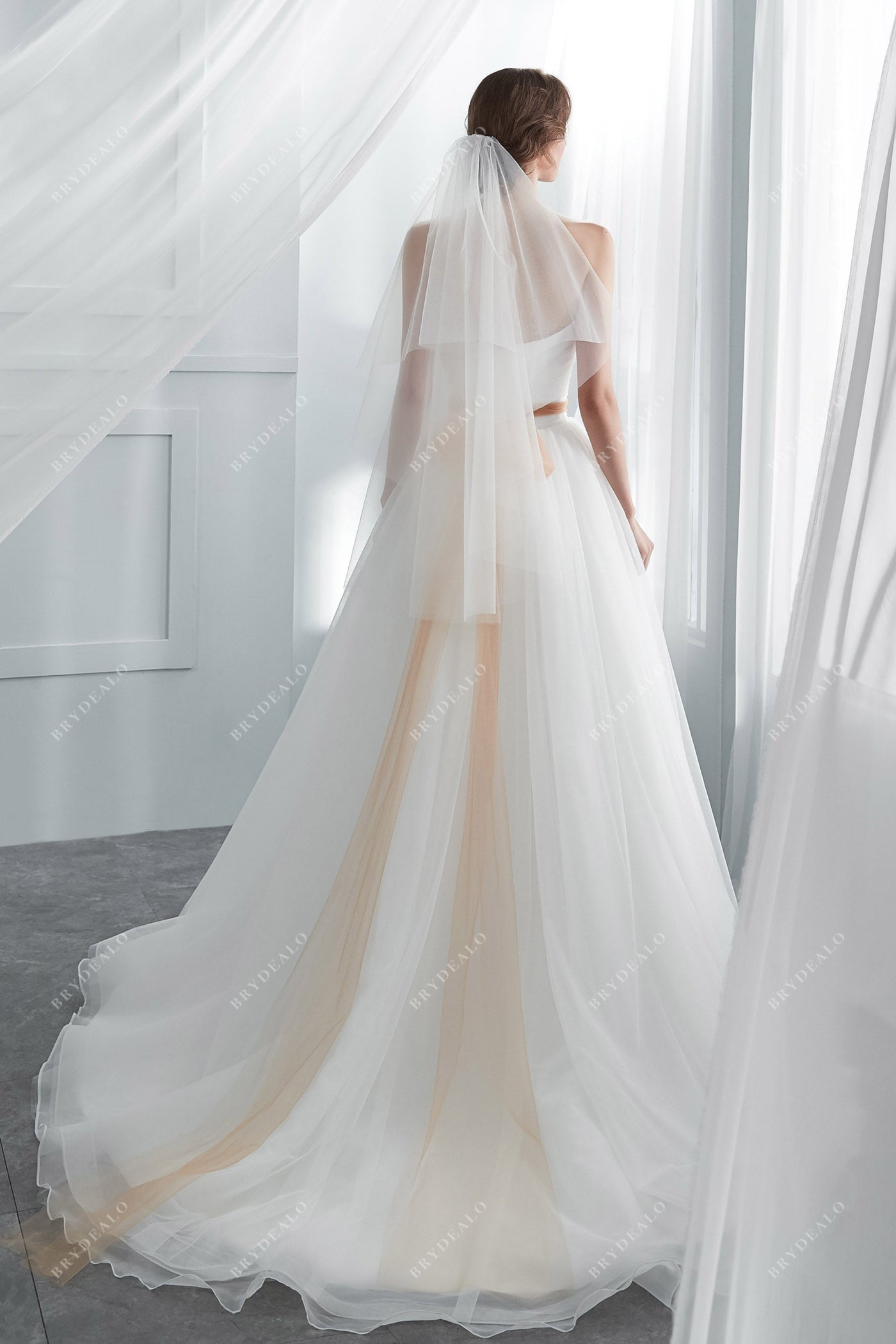 Long Strapless Tulle Gown with Sweetheart  Neck Tangerine Plus Size