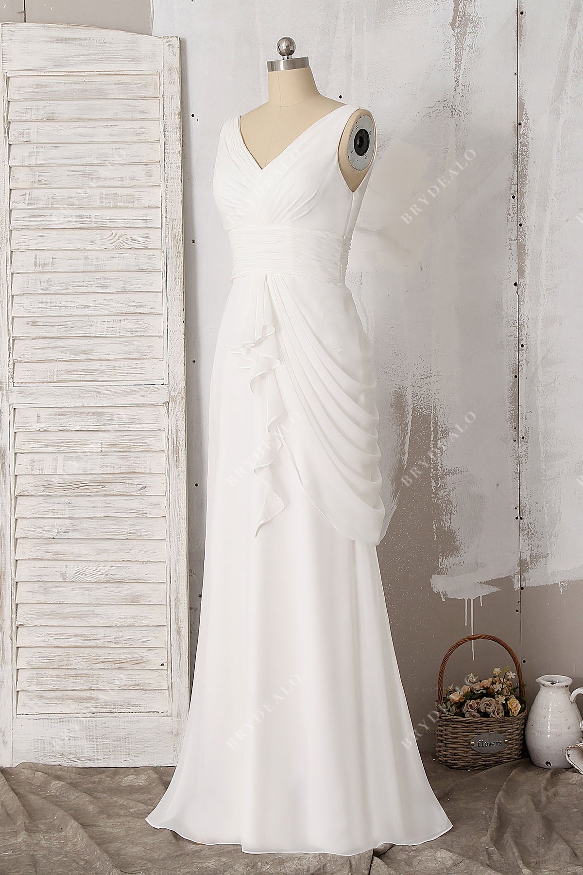 sleeveless slim A-line Grecian wedding dress