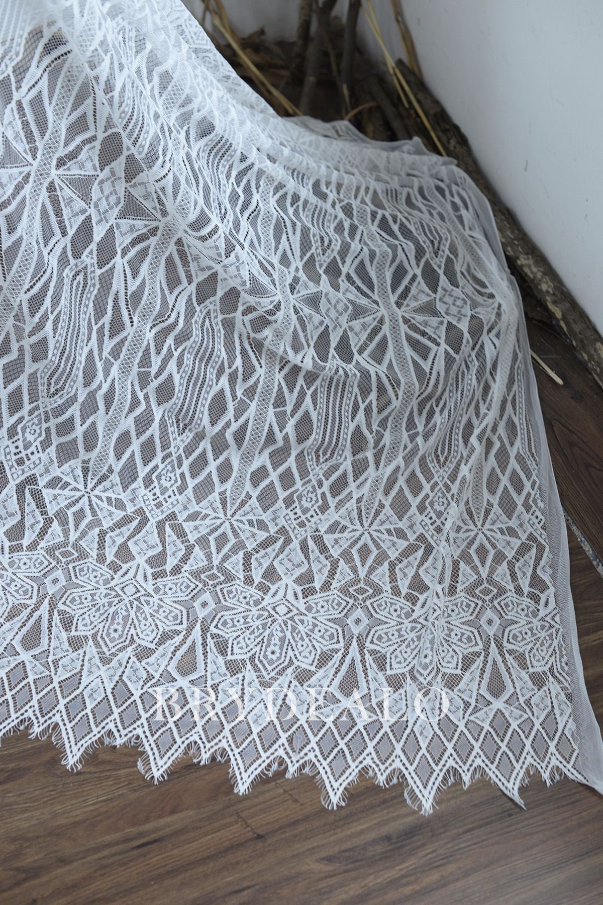 Soft Boho Geometry Pattern Double Border Lace for Sale