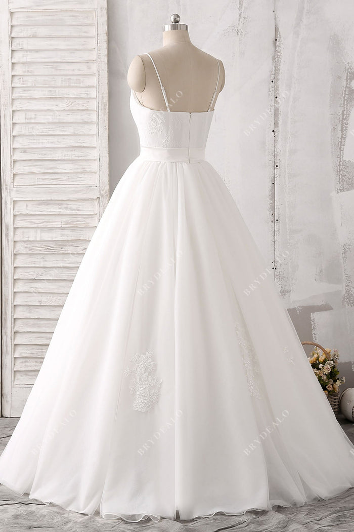 Elegant A-Line Wedding Dress with Lace Tulle and Spaghetti Straps main image 1