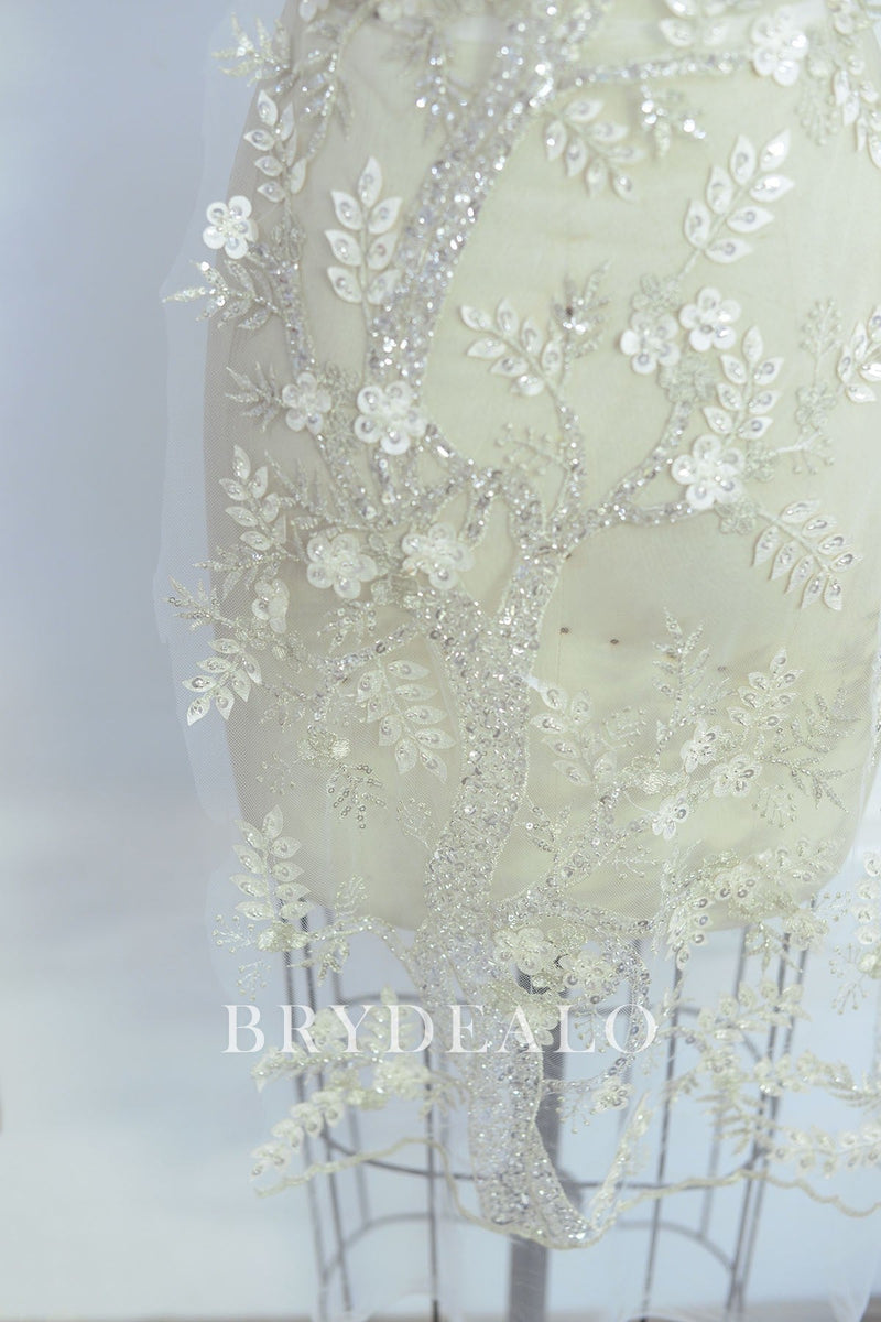 Sparkly Laser Branch Embroidered Lace Fabric Online