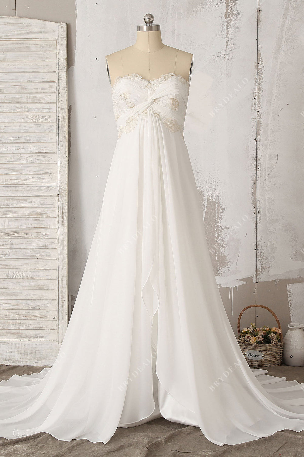 Chic Empire Strapless A-line Chiffon Maternity Beach Wedding Dress