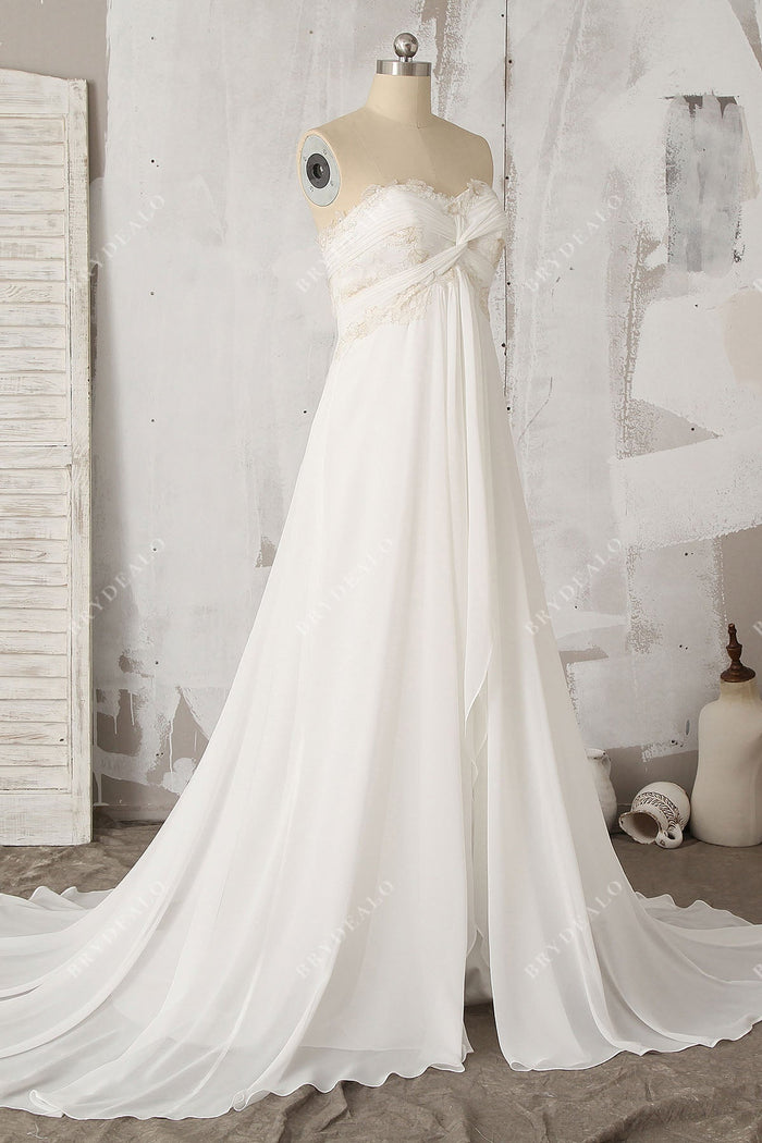 Empire Strapless Chiffon Gown with Sweetheart Neck Tahiti